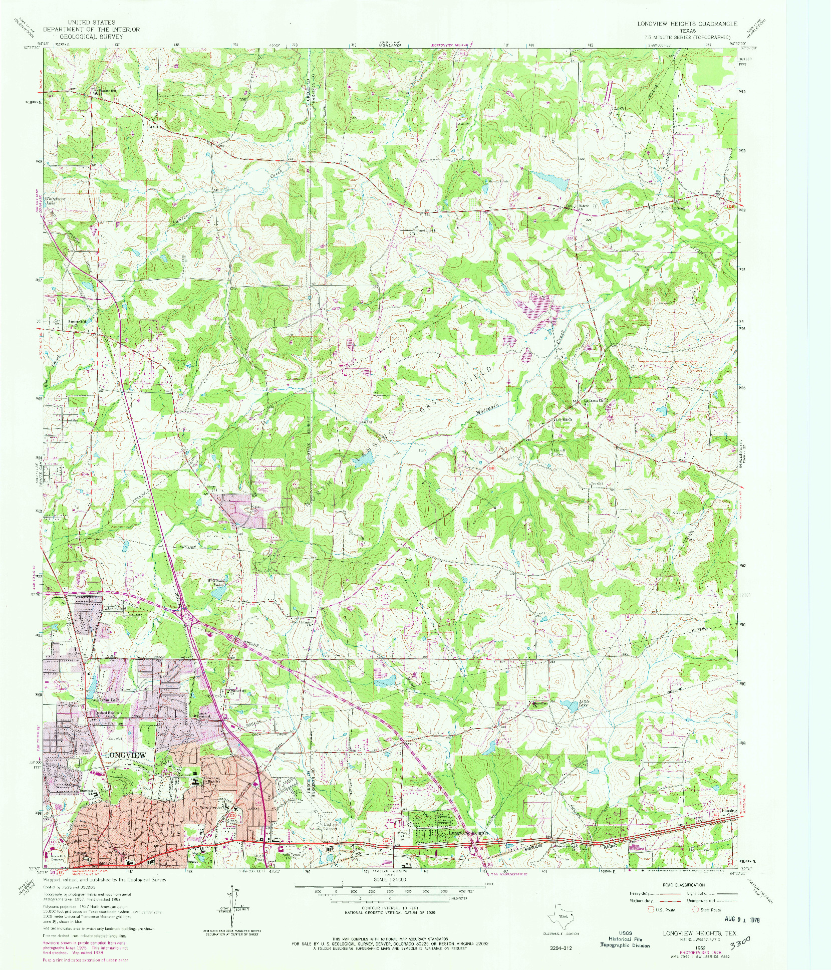 USGS 1:24000-SCALE QUADRANGLE FOR LONGVIEW HEIGHTS, TX 1962