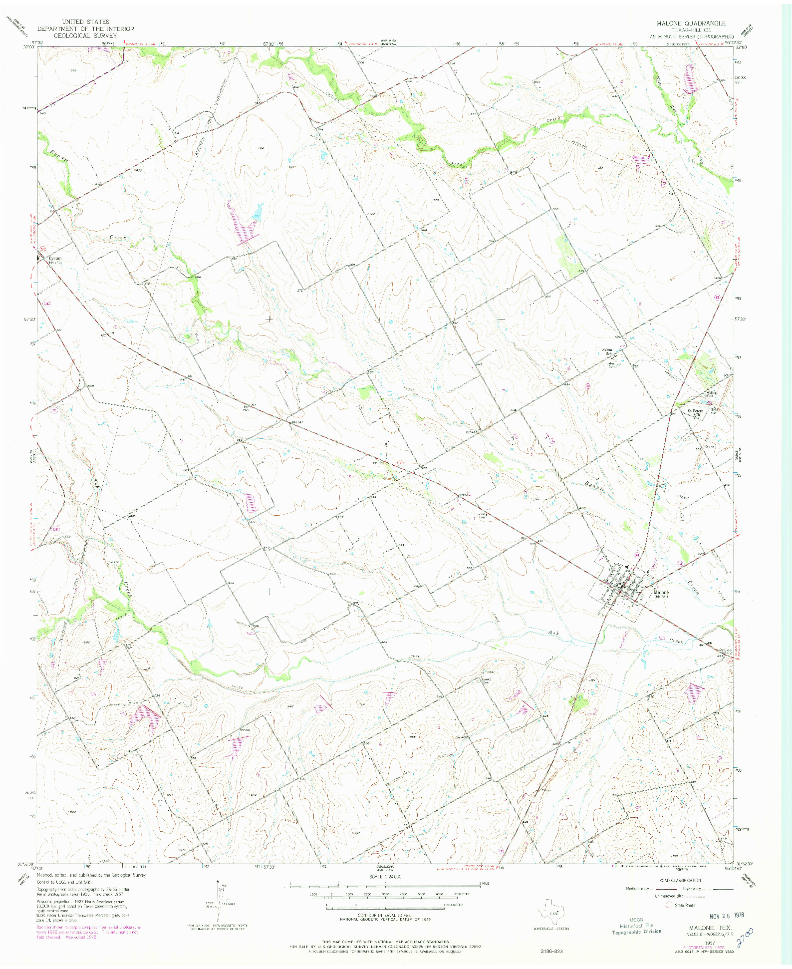 USGS 1:24000-SCALE QUADRANGLE FOR MALONE, TX 1957