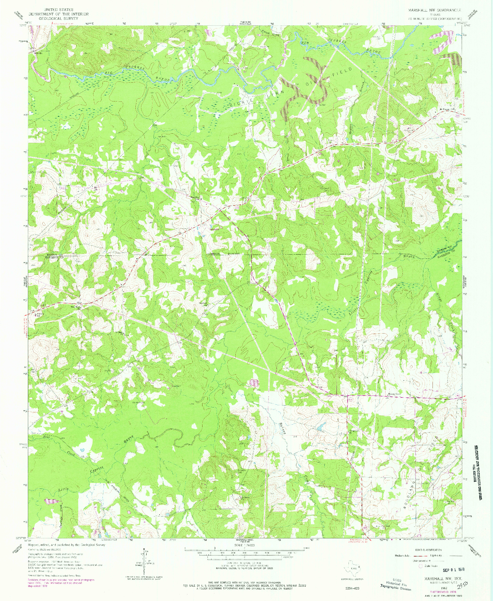 USGS 1:24000-SCALE QUADRANGLE FOR MARSHALL NW, TX 1962