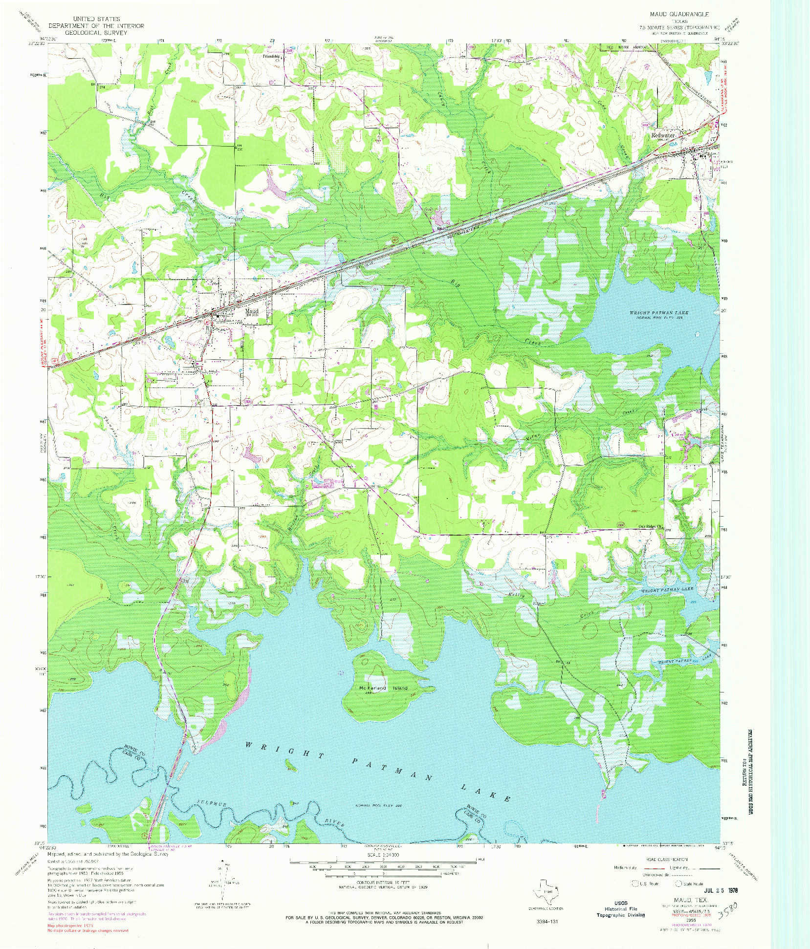 USGS 1:24000-SCALE QUADRANGLE FOR MAUD, TX 1955