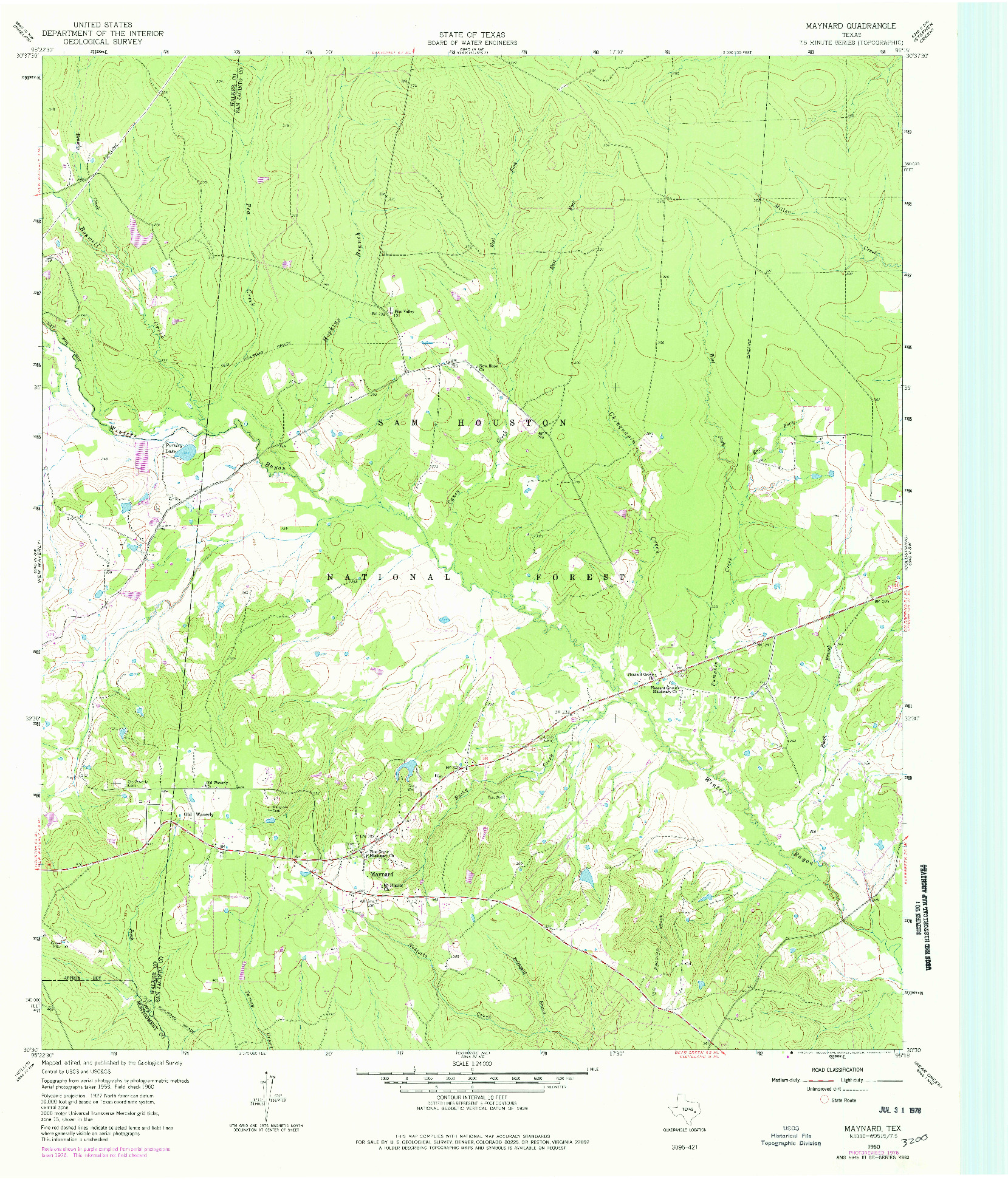 USGS 1:24000-SCALE QUADRANGLE FOR MAYNARD, TX 1960