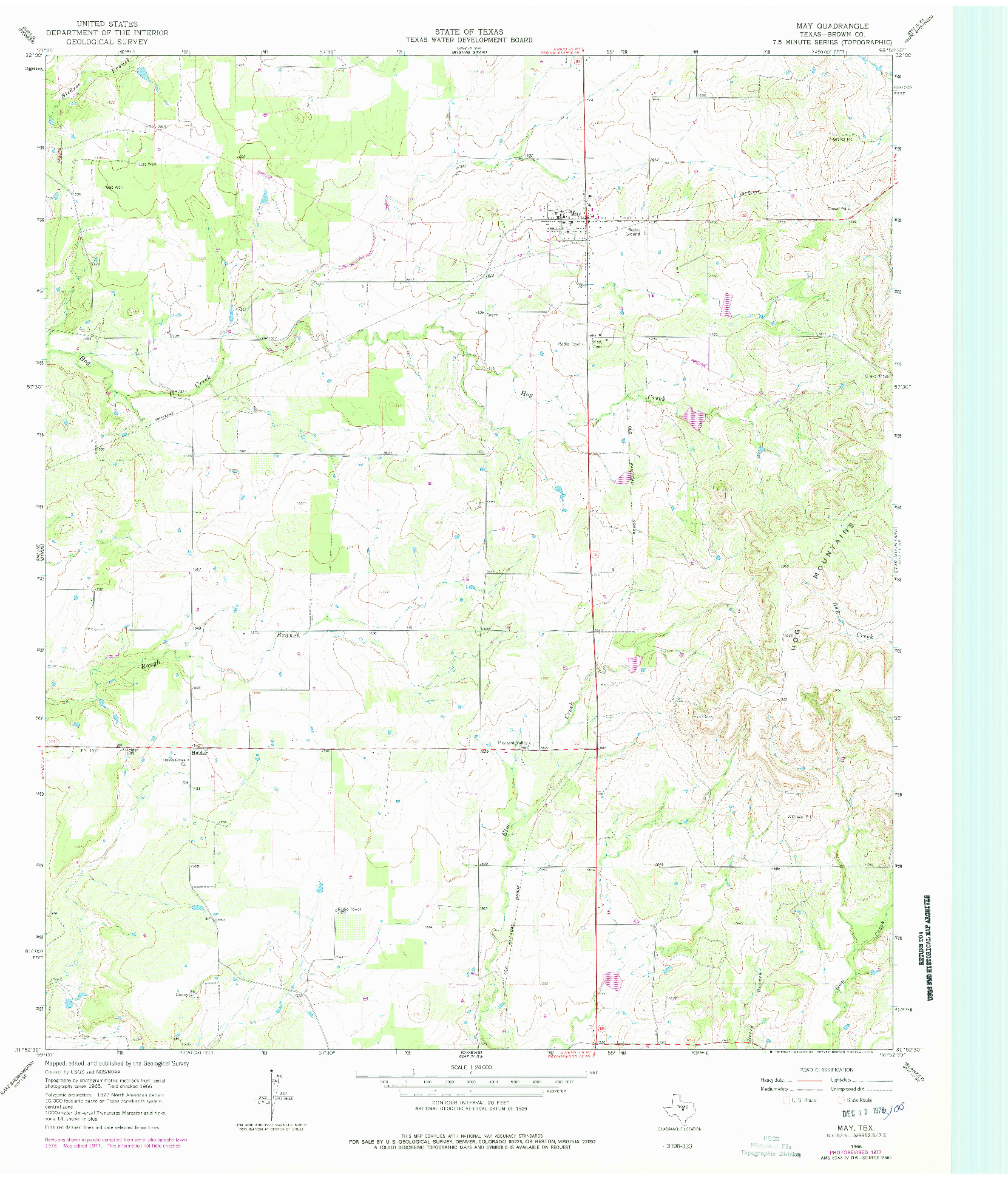 USGS 1:24000-SCALE QUADRANGLE FOR MAY, TX 1966