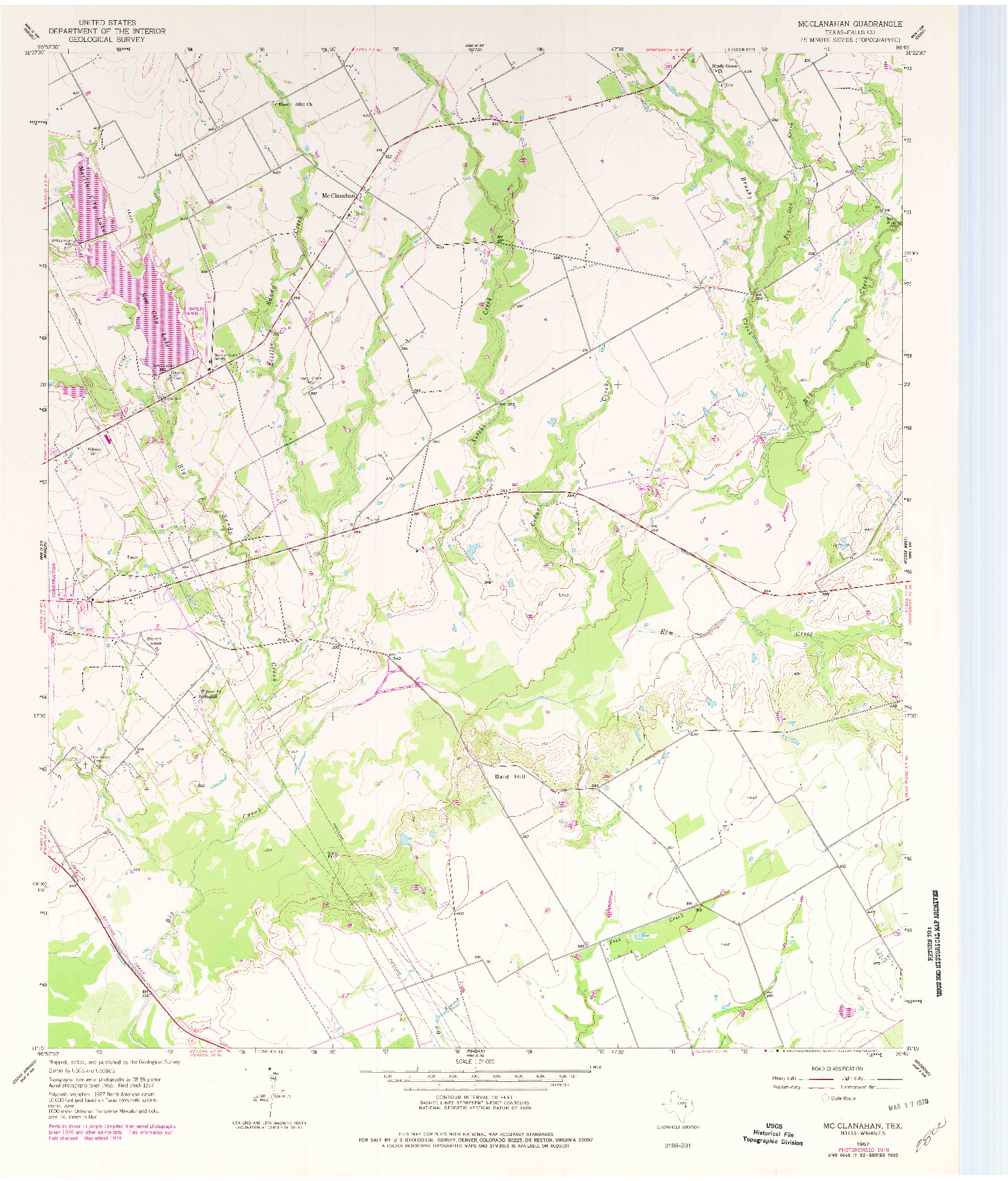 USGS 1:24000-SCALE QUADRANGLE FOR MCCLANAHAN, TX 1957
