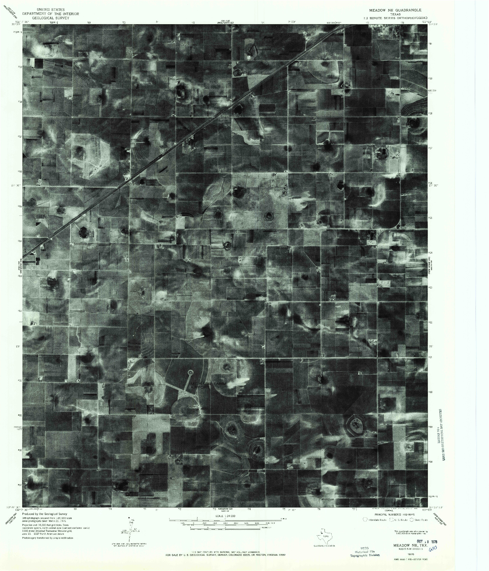 USGS 1:24000-SCALE QUADRANGLE FOR MEADOW NE, TX 1976