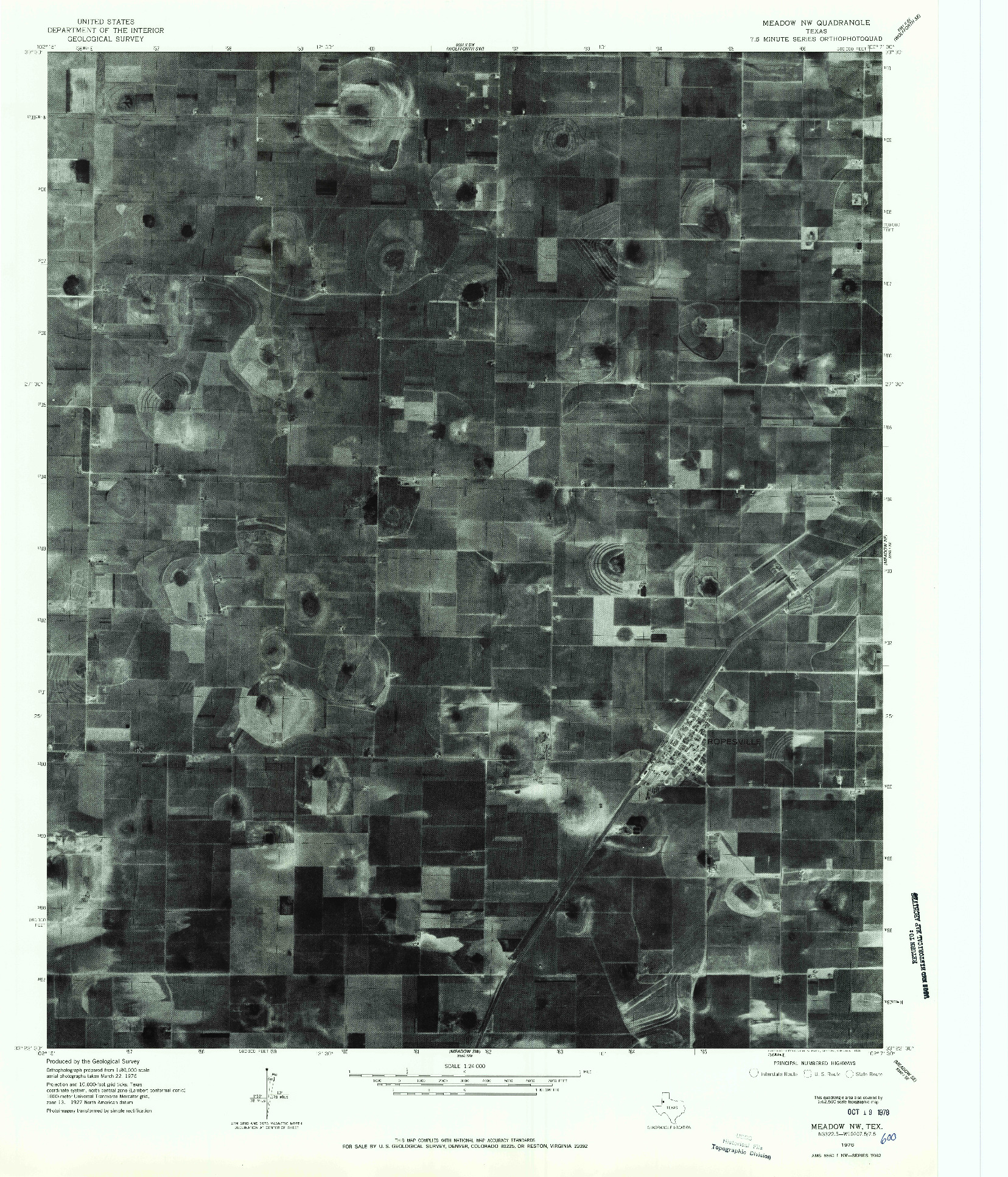 USGS 1:24000-SCALE QUADRANGLE FOR MEADOW NW, TX 1976