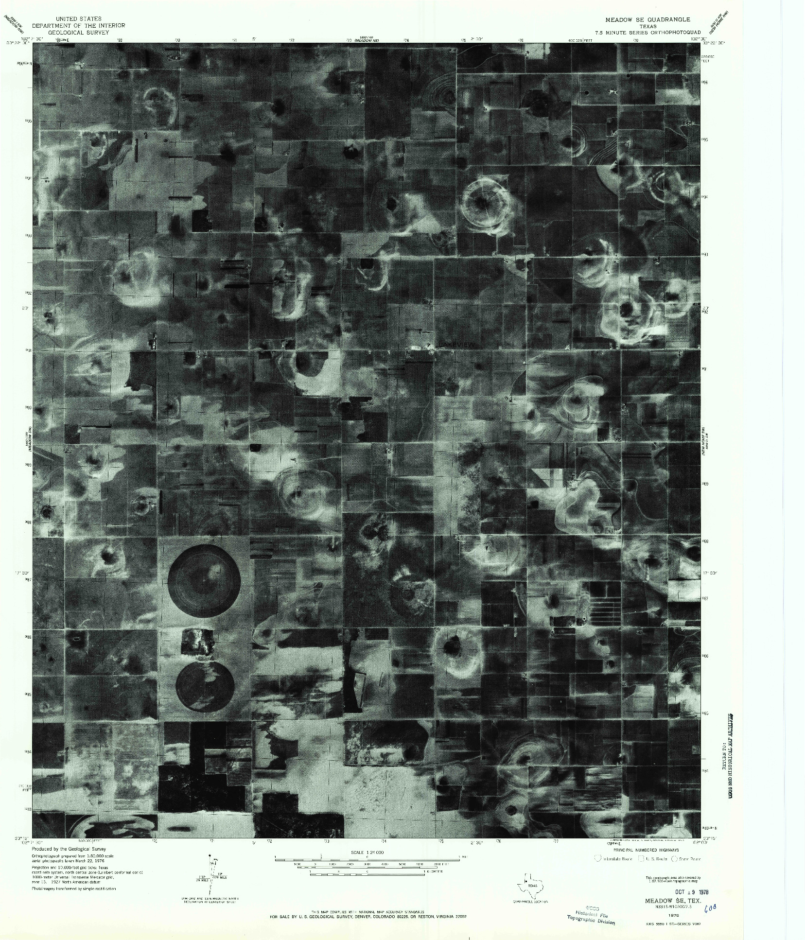 USGS 1:24000-SCALE QUADRANGLE FOR MEADOW SE, TX 1976