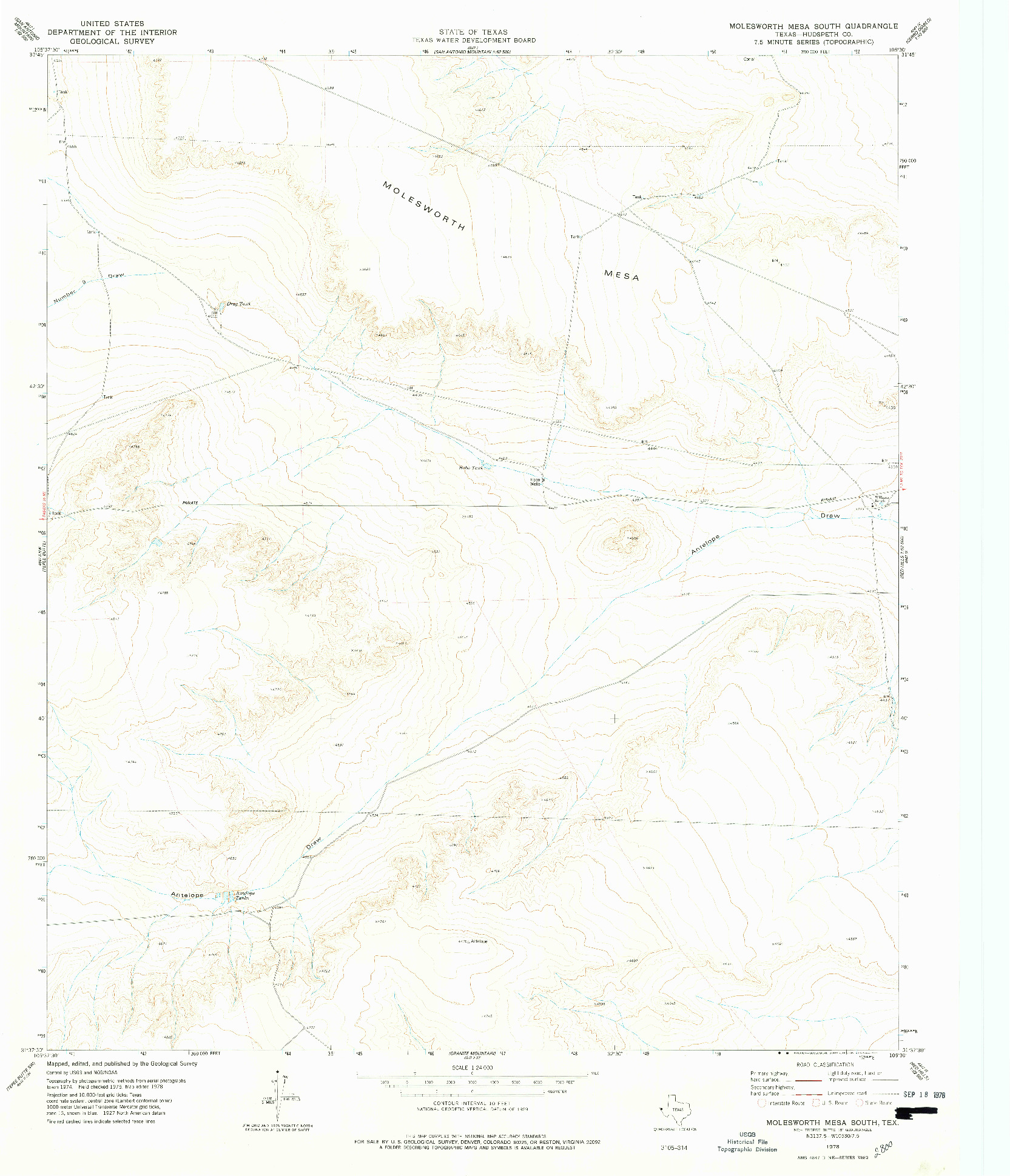 USGS 1:24000-SCALE QUADRANGLE FOR MOLESWORTH MESA SOUTH, TX 1978