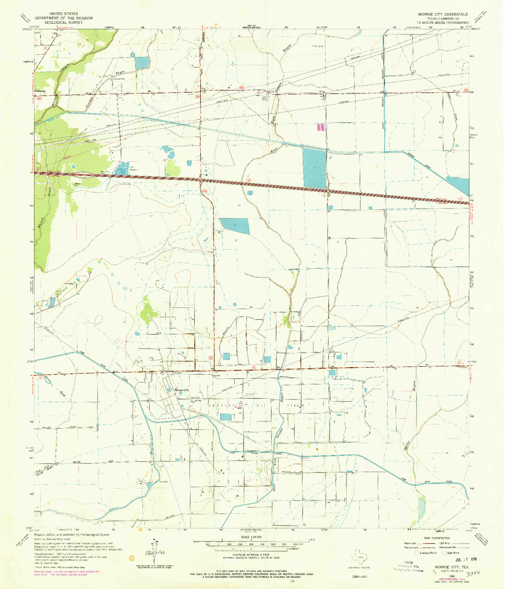 USGS 1:24000-SCALE QUADRANGLE FOR MONROE CITY, TX 1961