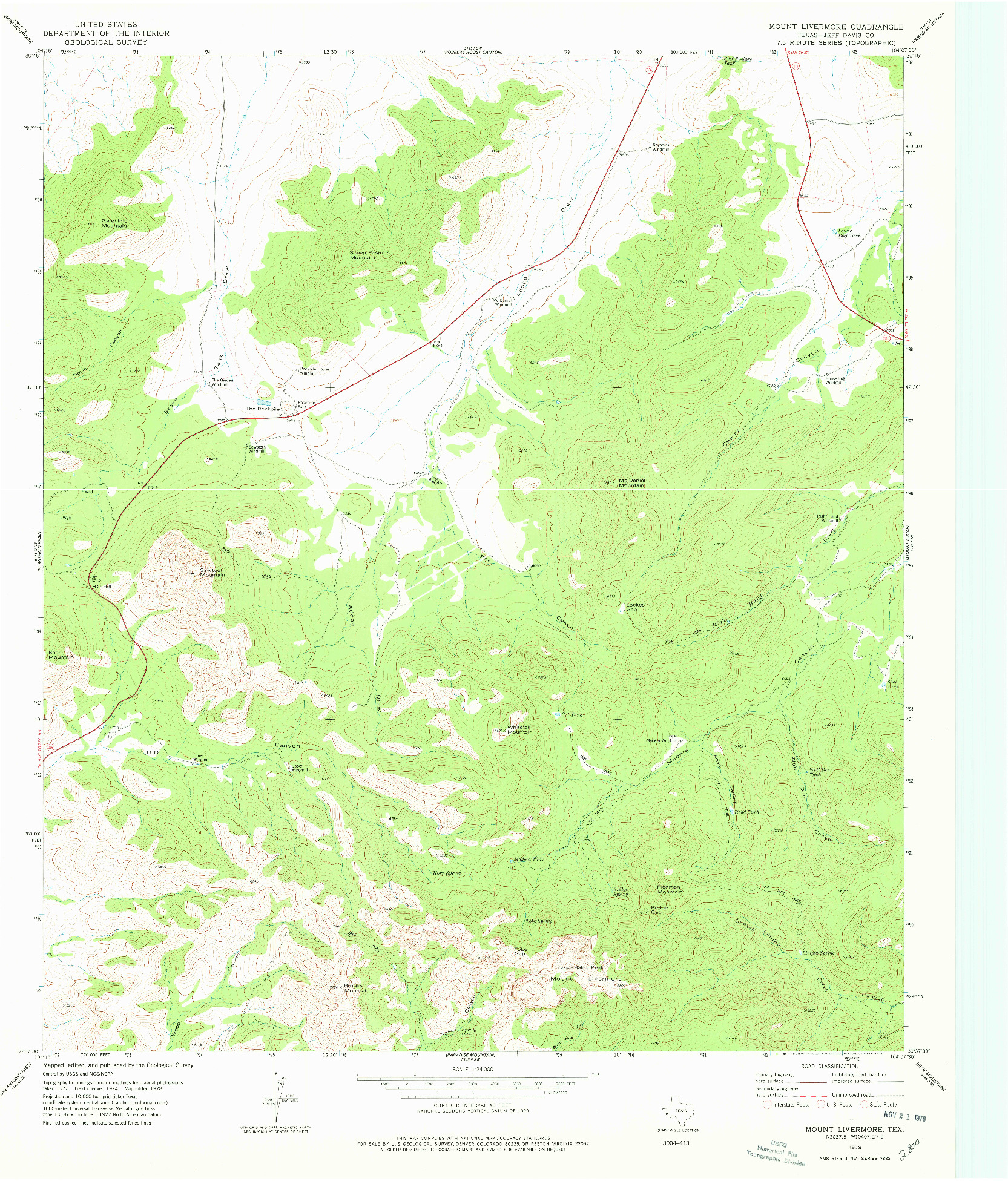 USGS 1:24000-SCALE QUADRANGLE FOR MOUNT LIVERMORE, TX 1978