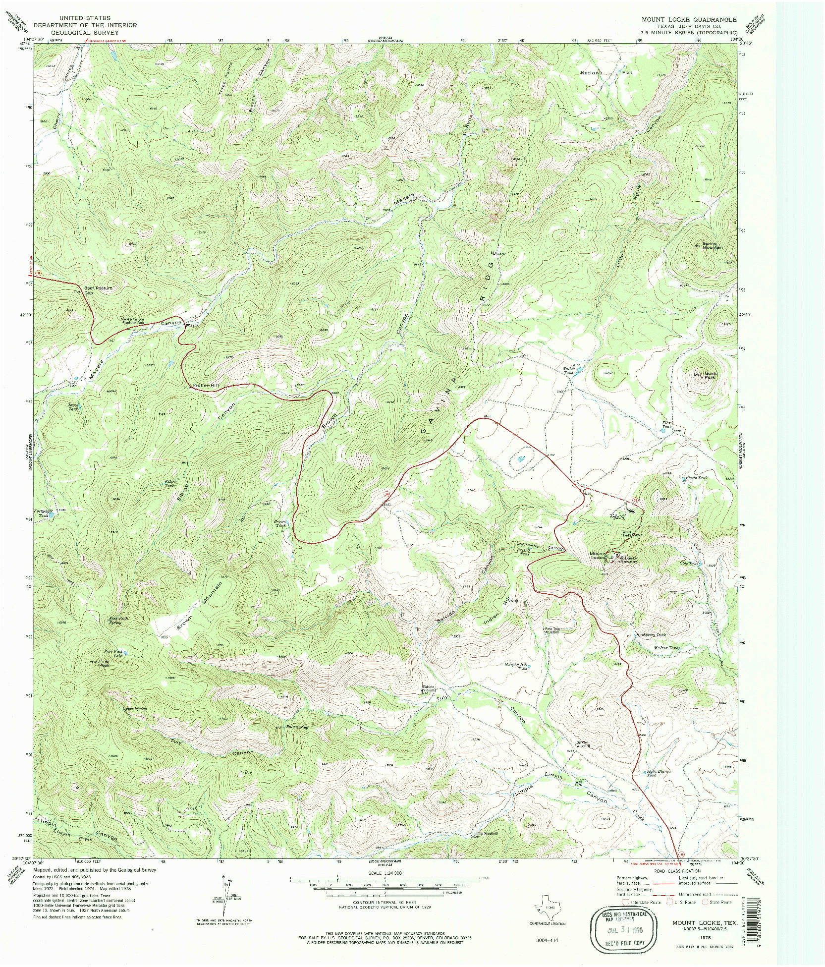 USGS 1:24000-SCALE QUADRANGLE FOR MOUNT LOCKE, TX 1978