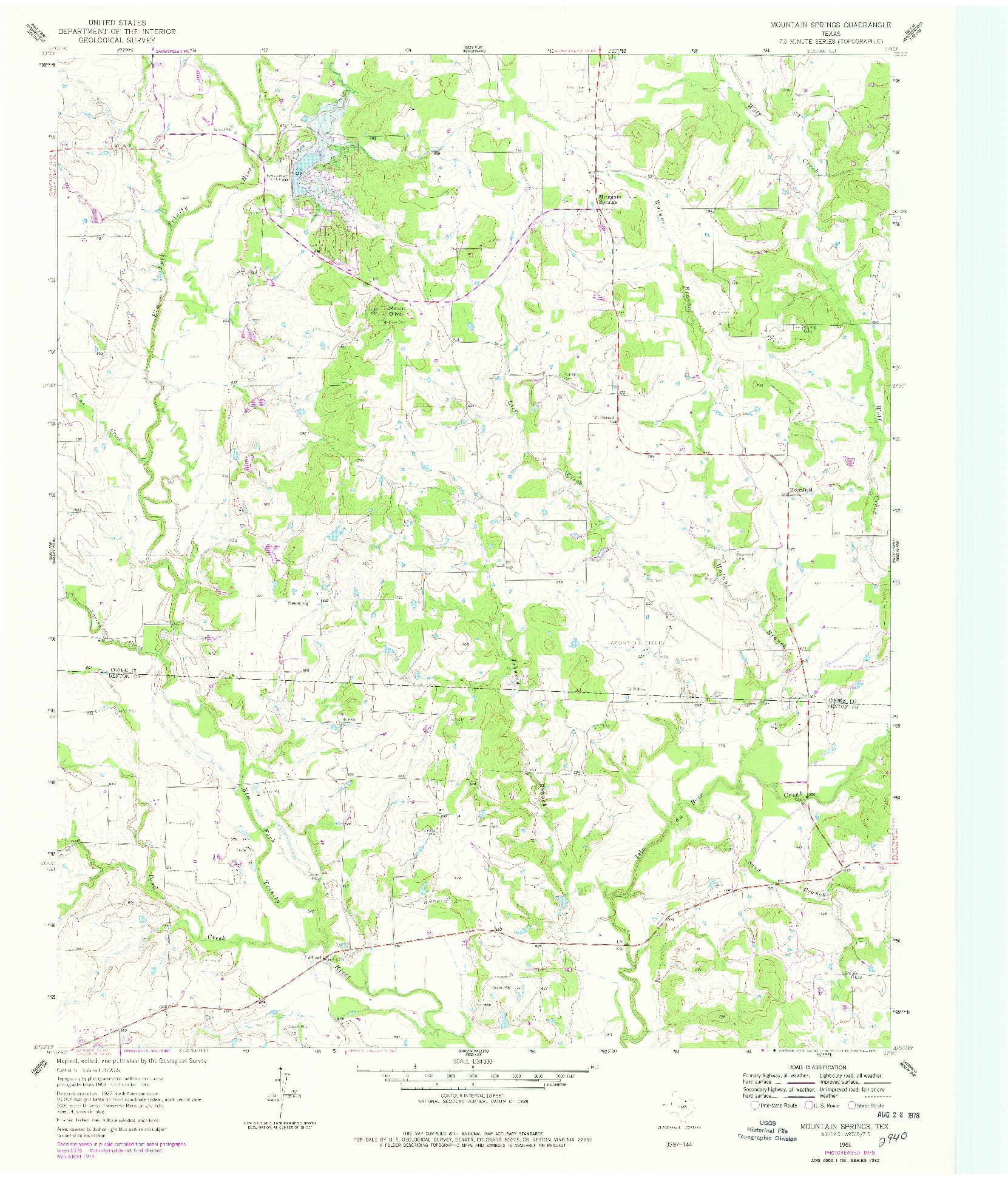 USGS 1:24000-SCALE QUADRANGLE FOR MOUNTAIN SPRINGS, TX 1961