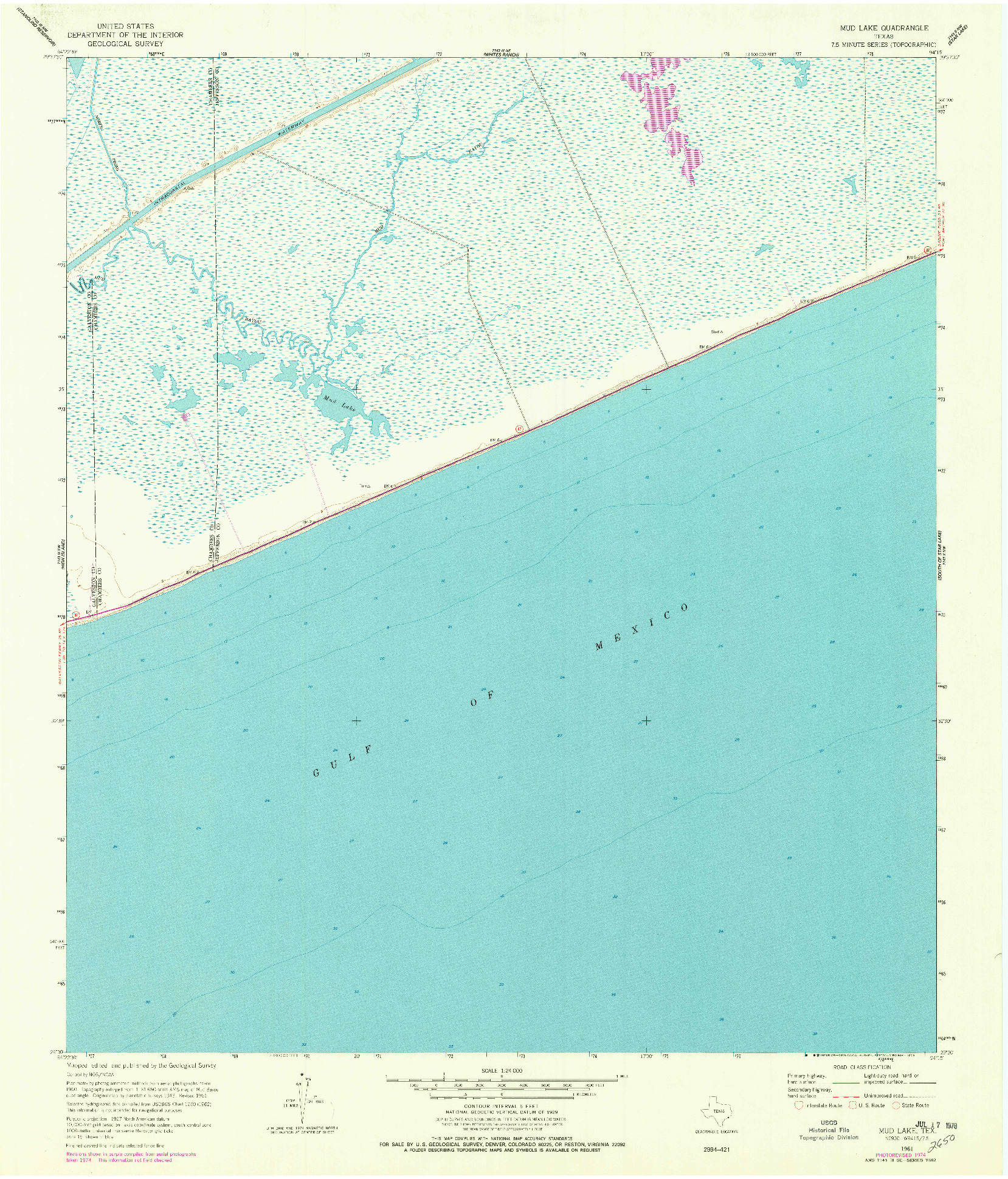 USGS 1:24000-SCALE QUADRANGLE FOR MUD LAKE, TX 1961