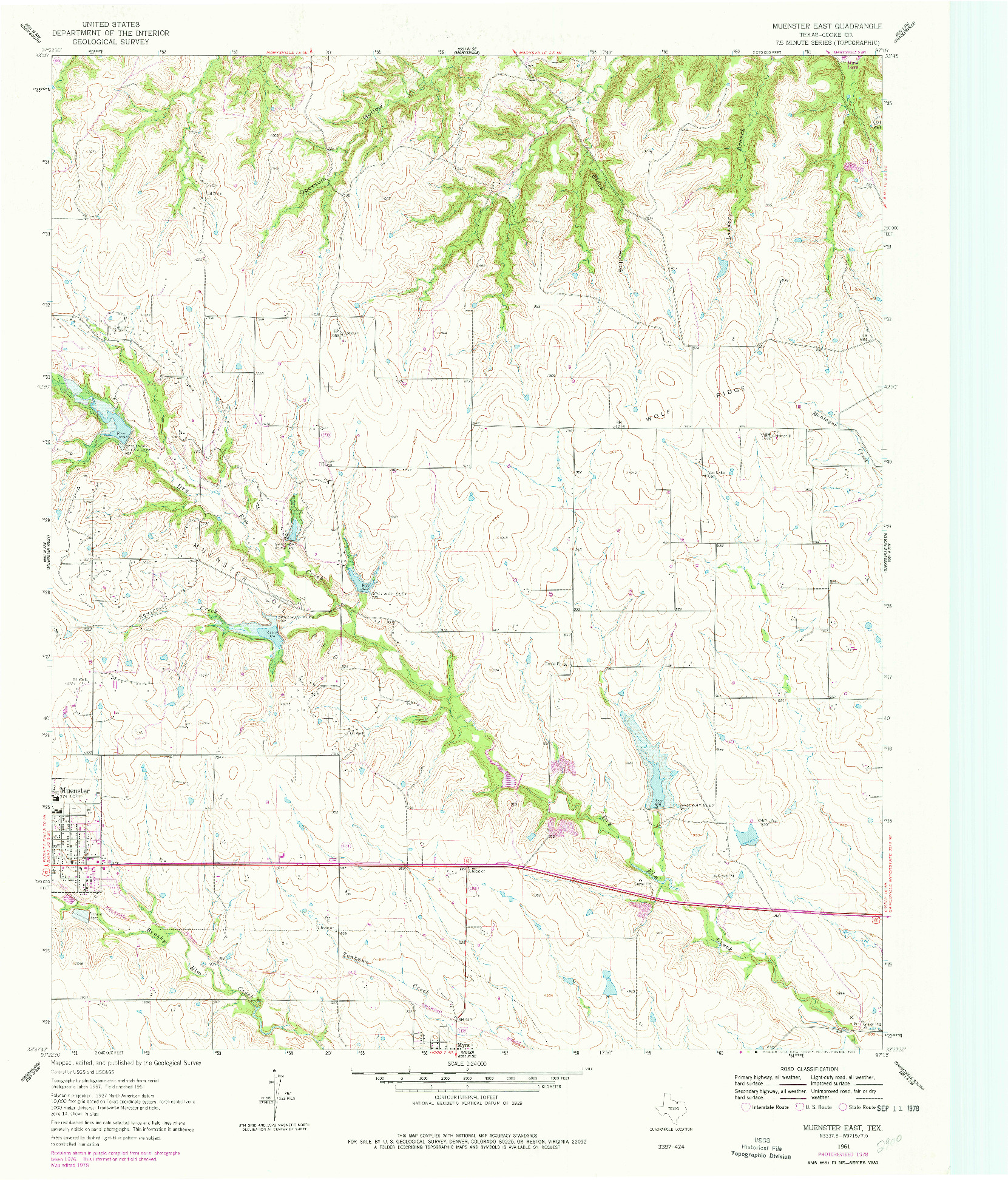 USGS 1:24000-SCALE QUADRANGLE FOR MUENSTER EAST, TX 1961