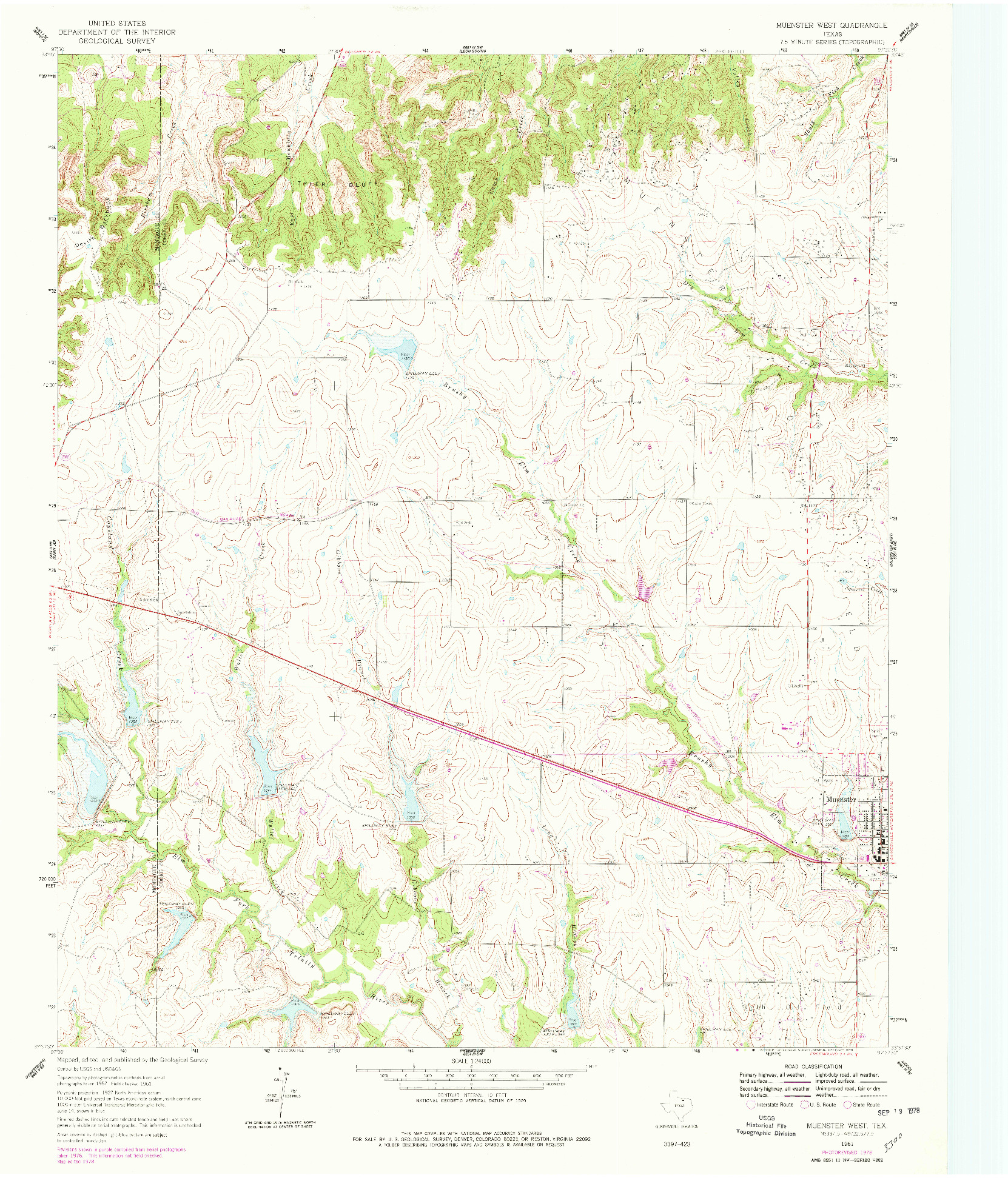 USGS 1:24000-SCALE QUADRANGLE FOR MUENSTER WEST, TX 1961