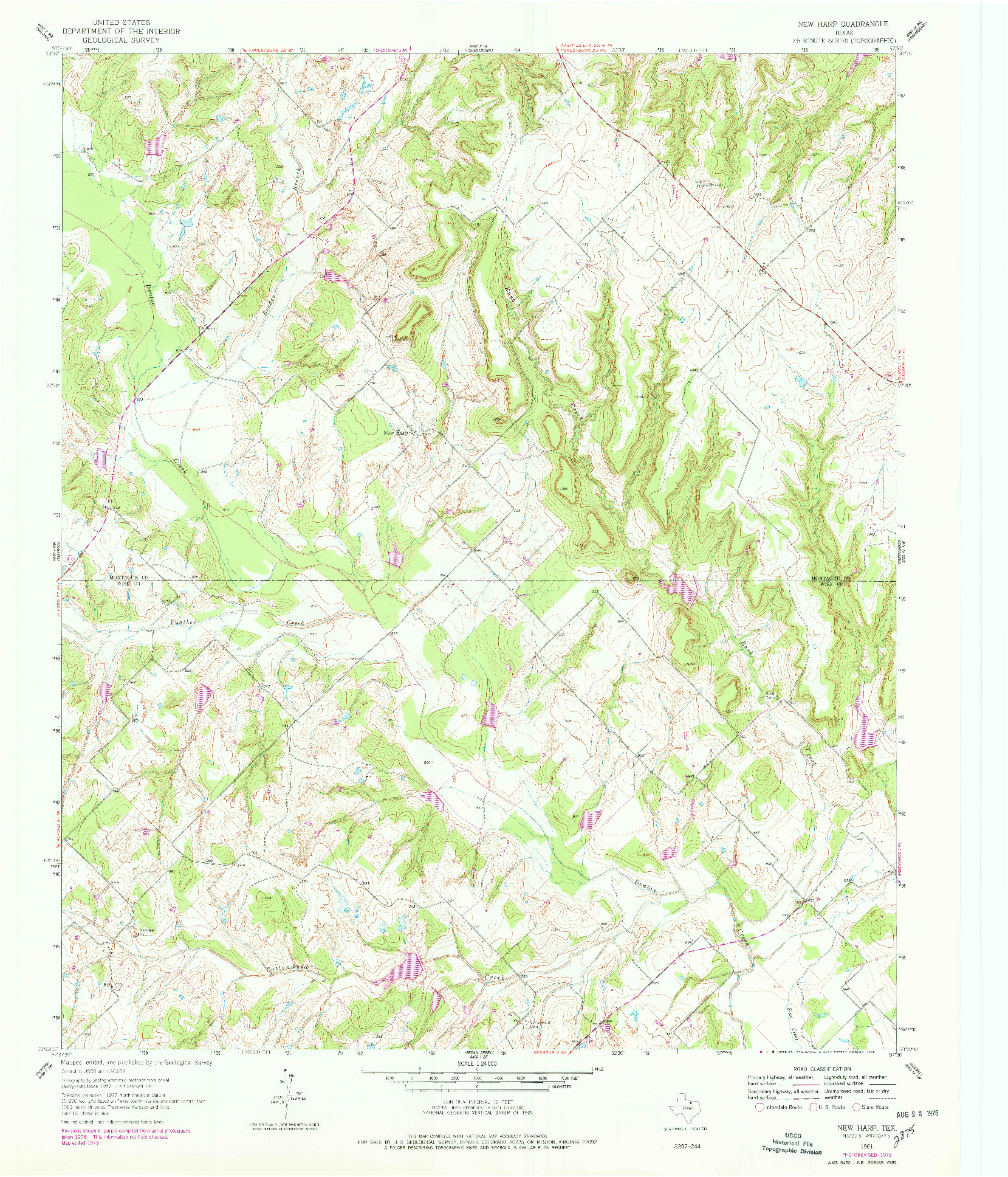 USGS 1:24000-SCALE QUADRANGLE FOR NEW HARP, TX 1961