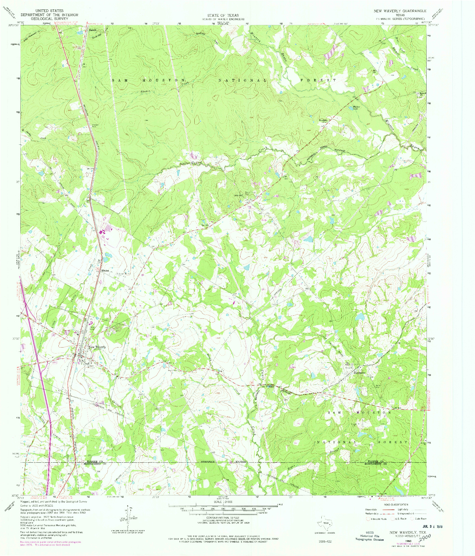 USGS 1:24000-SCALE QUADRANGLE FOR NEW WAVERLY, TX 1960