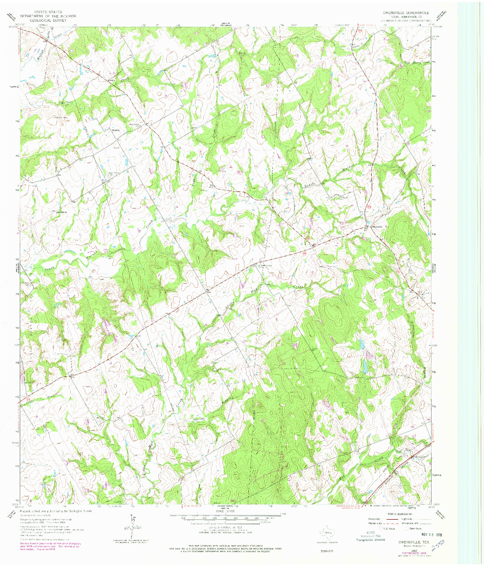 USGS 1:24000-SCALE QUADRANGLE FOR OWENSVILLE, TX 1962