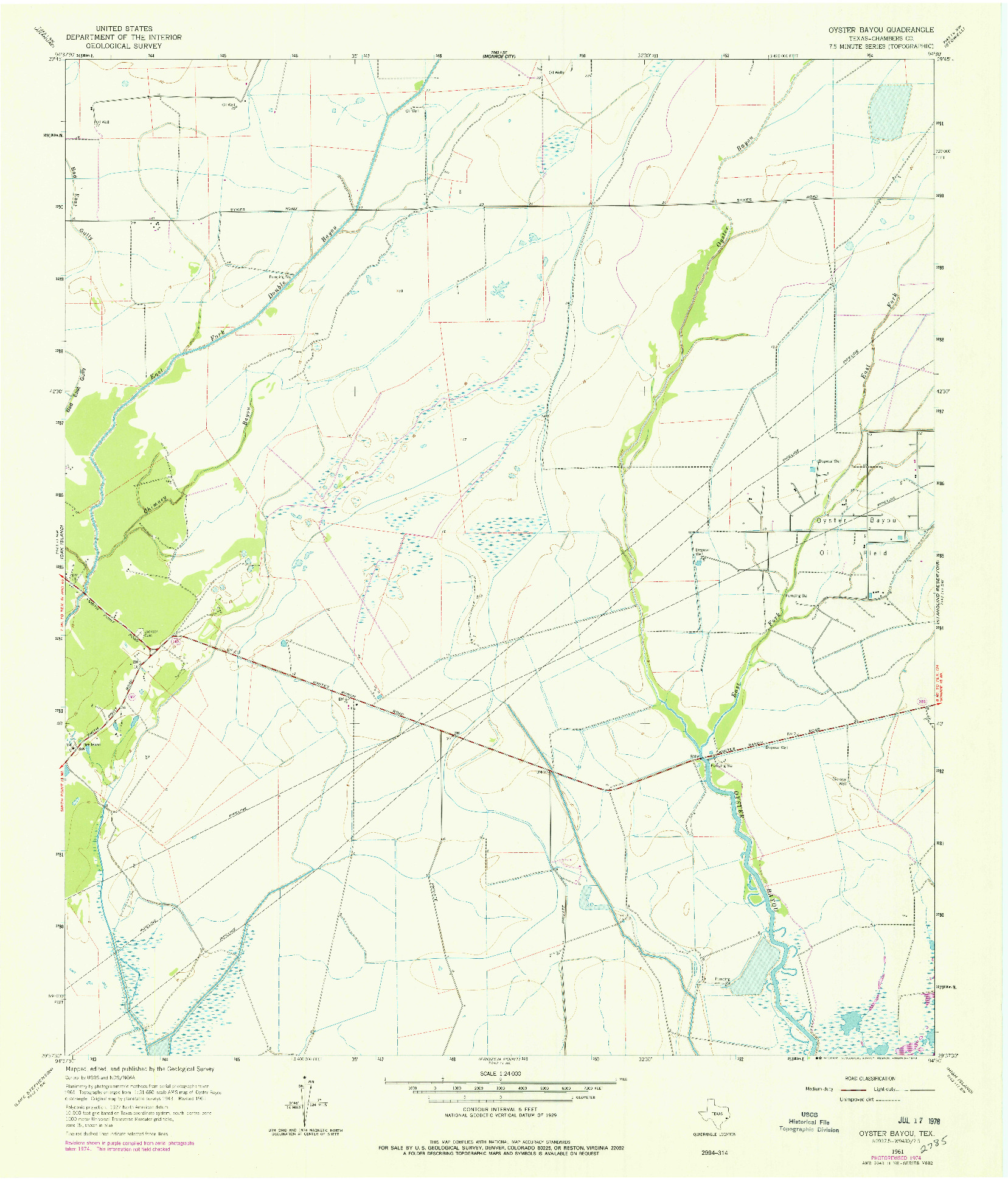 USGS 1:24000-SCALE QUADRANGLE FOR OYSTER BAYOU, TX 1961