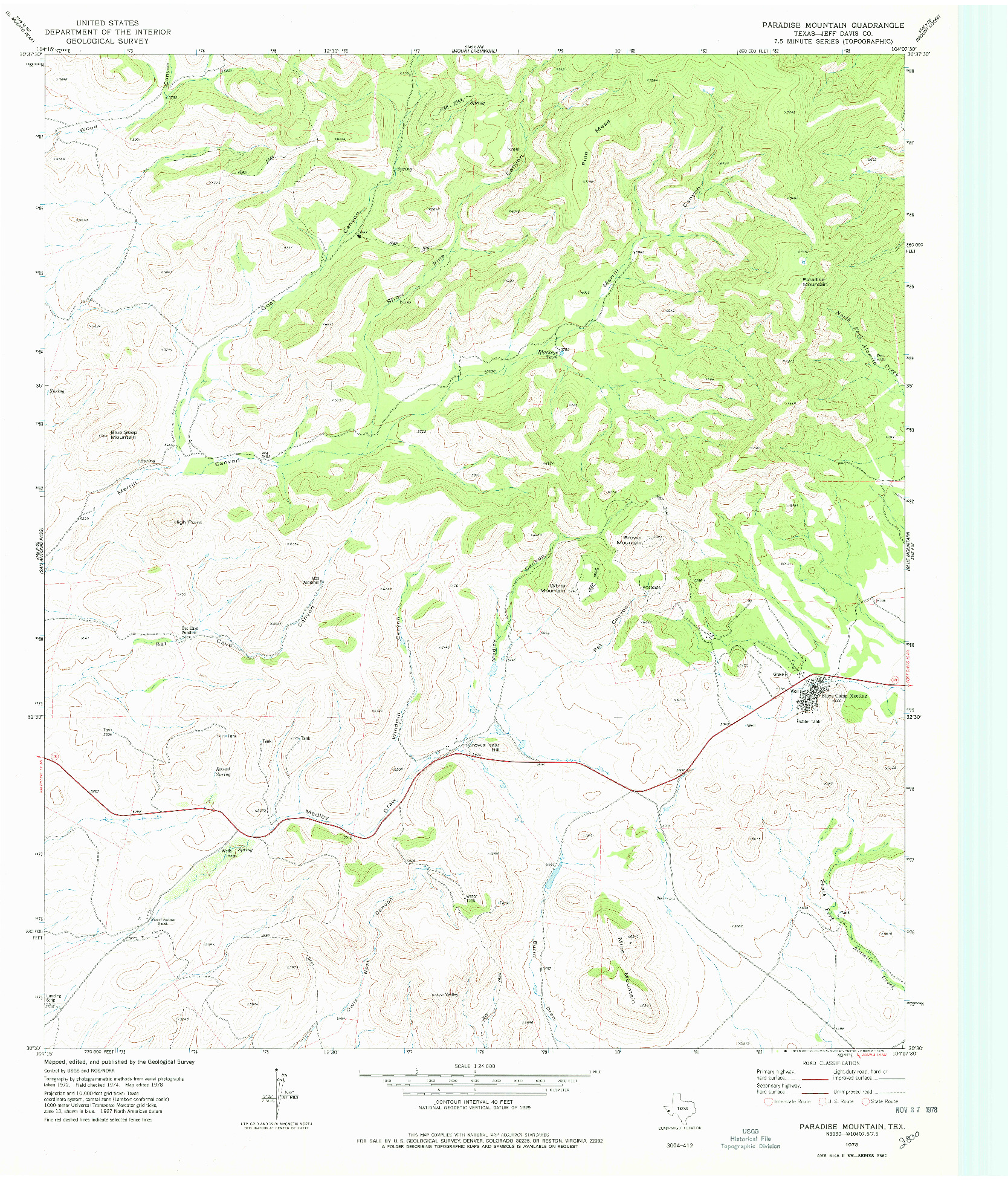 USGS 1:24000-SCALE QUADRANGLE FOR PARADISE MOUNTAIN, TX 1978