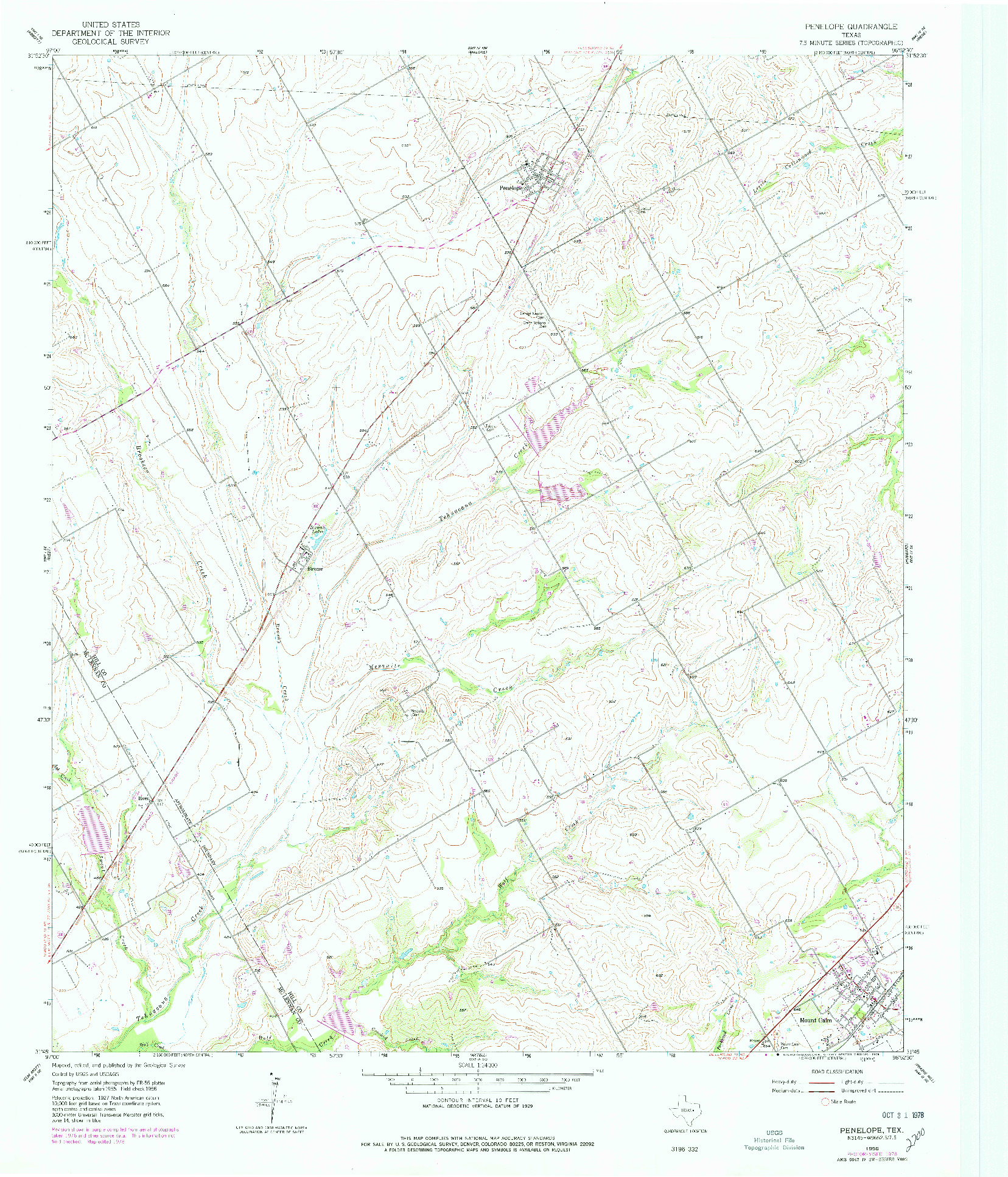 USGS 1:24000-SCALE QUADRANGLE FOR PENELOPE, TX 1956