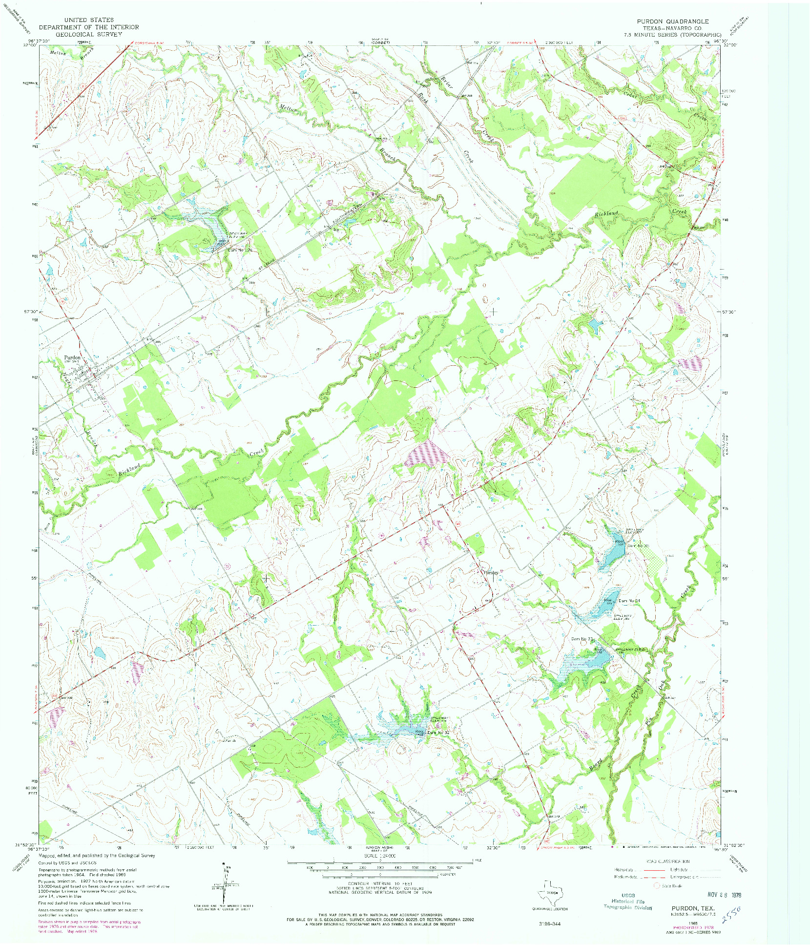 USGS 1:24000-SCALE QUADRANGLE FOR PURDON, TX 1965