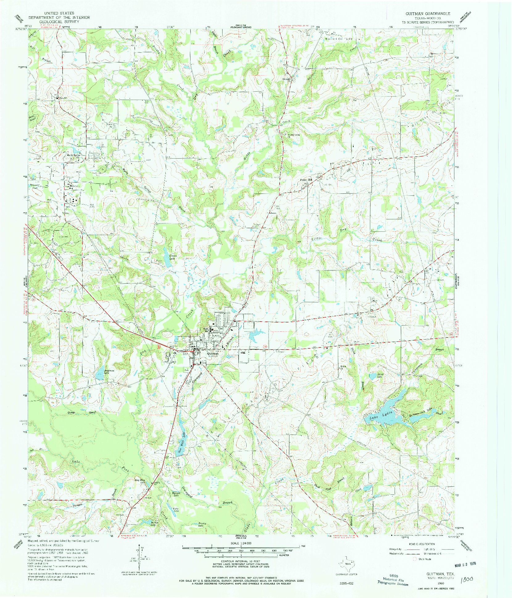 USGS 1:24000-SCALE QUADRANGLE FOR QUITMAN, TX 1960