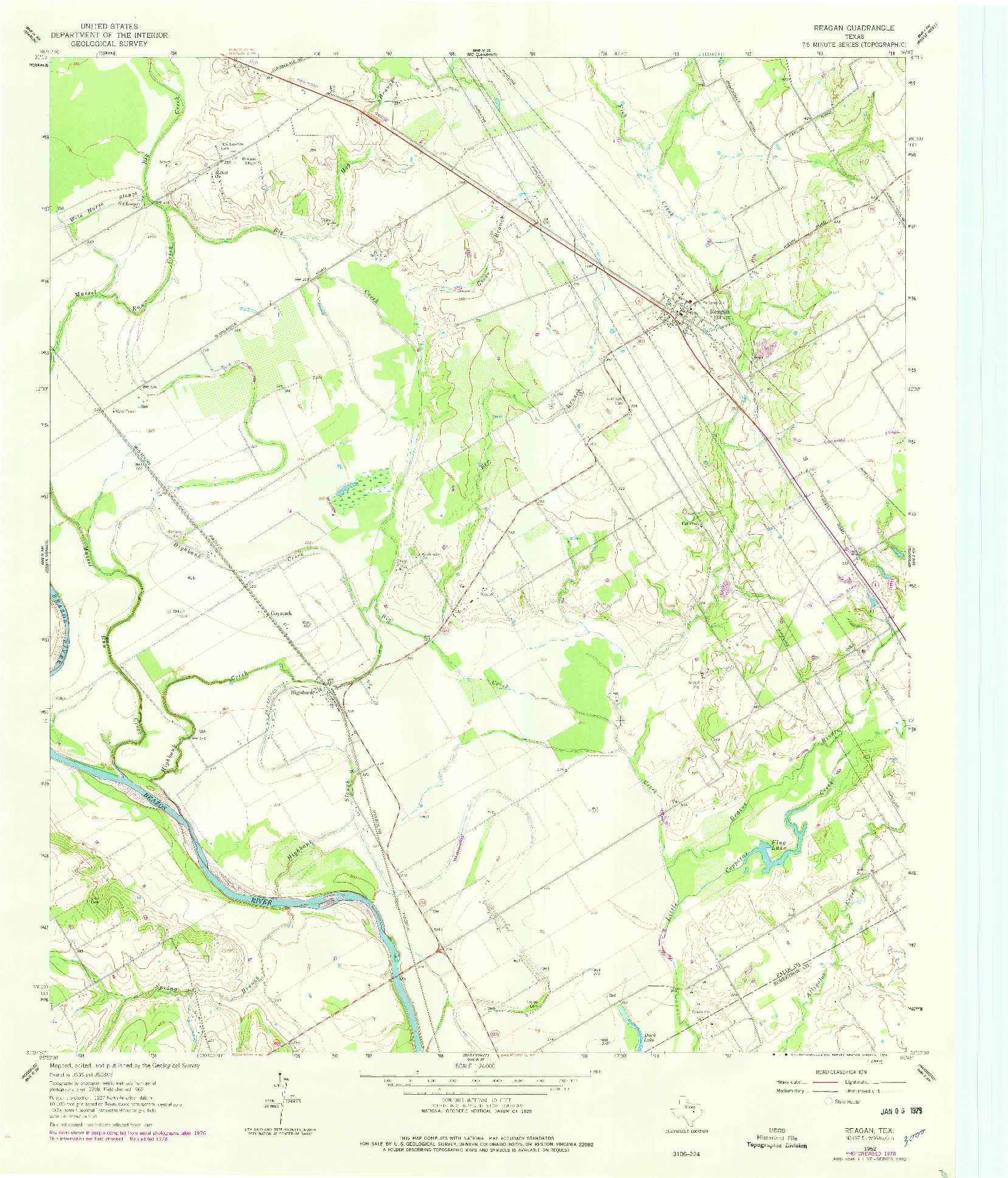 USGS 1:24000-SCALE QUADRANGLE FOR REAGAN, TX 1962