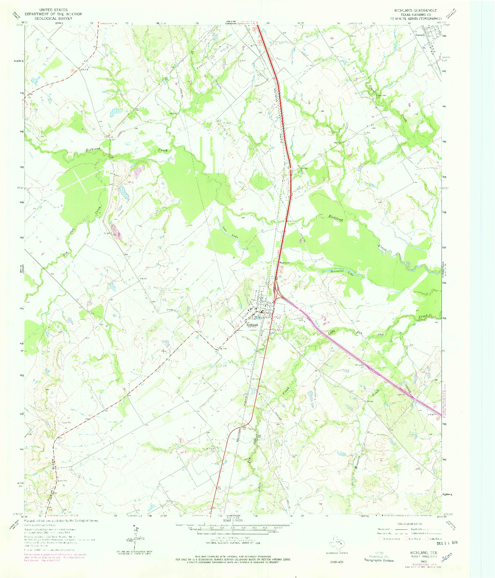 USGS 1:24000-SCALE QUADRANGLE FOR RICHLAND, TX 1963