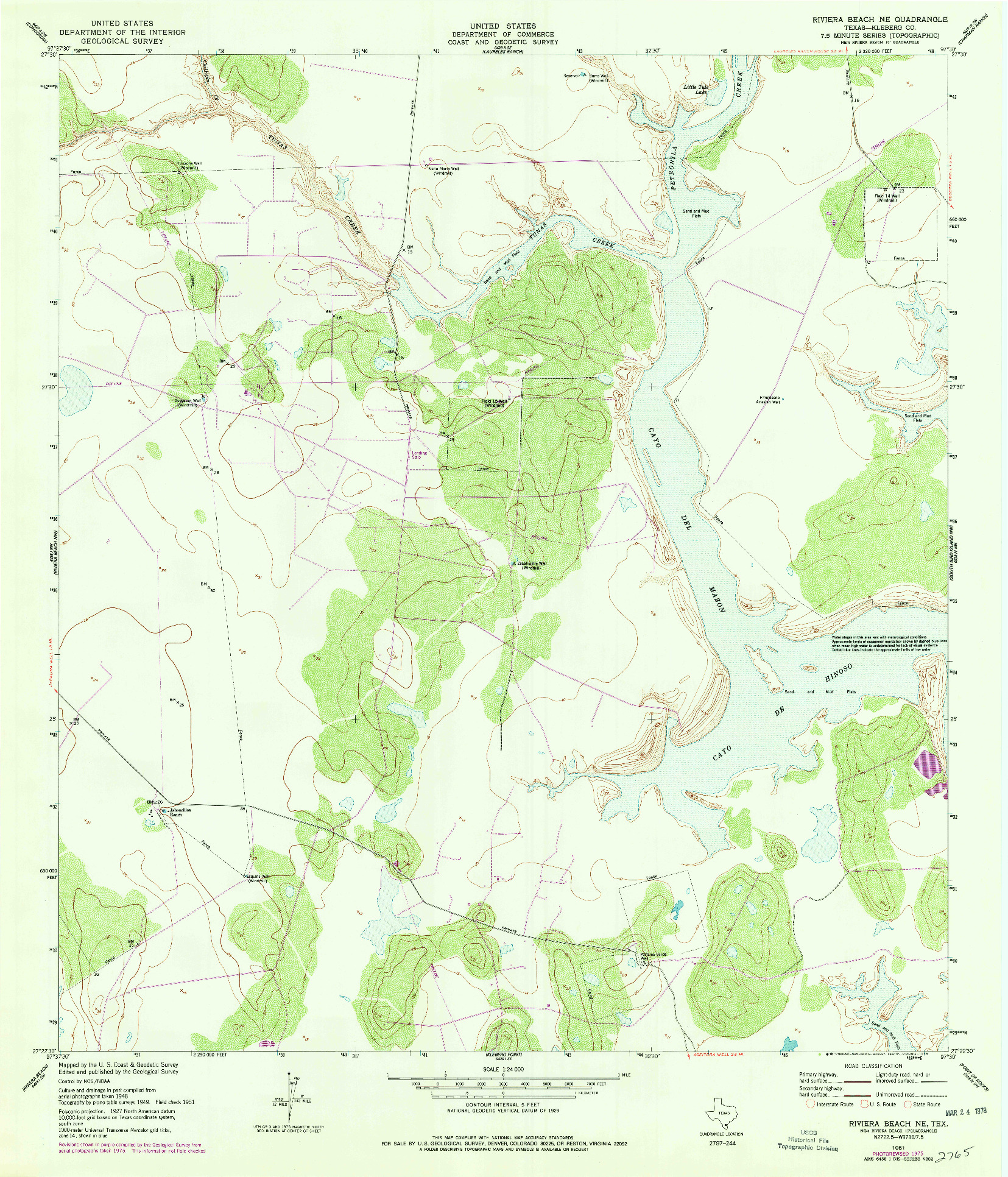 USGS 1:24000-SCALE QUADRANGLE FOR RIVIERA BEACH NE, TX 1951