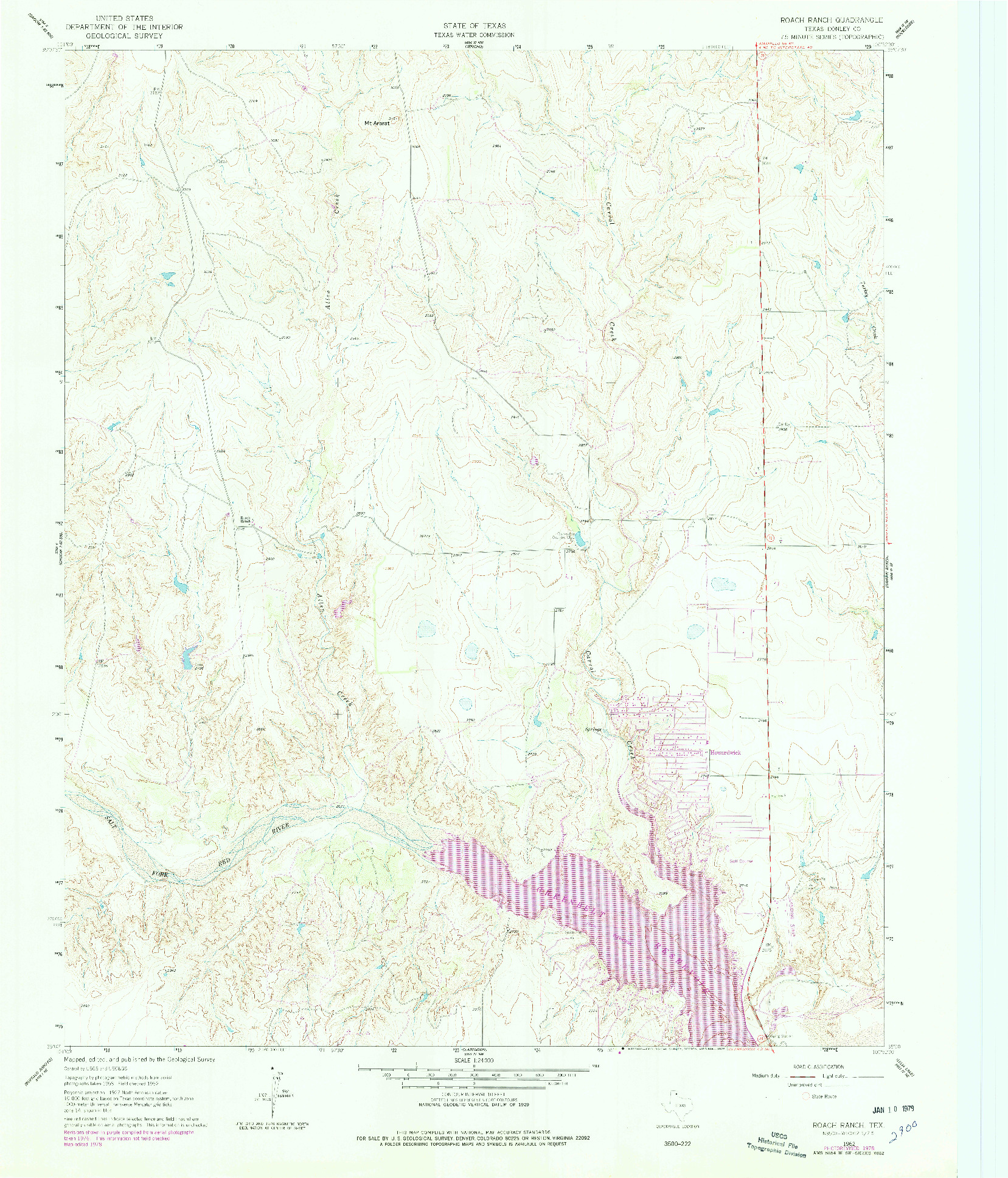 USGS 1:24000-SCALE QUADRANGLE FOR ROACH RANCH, TX 1962