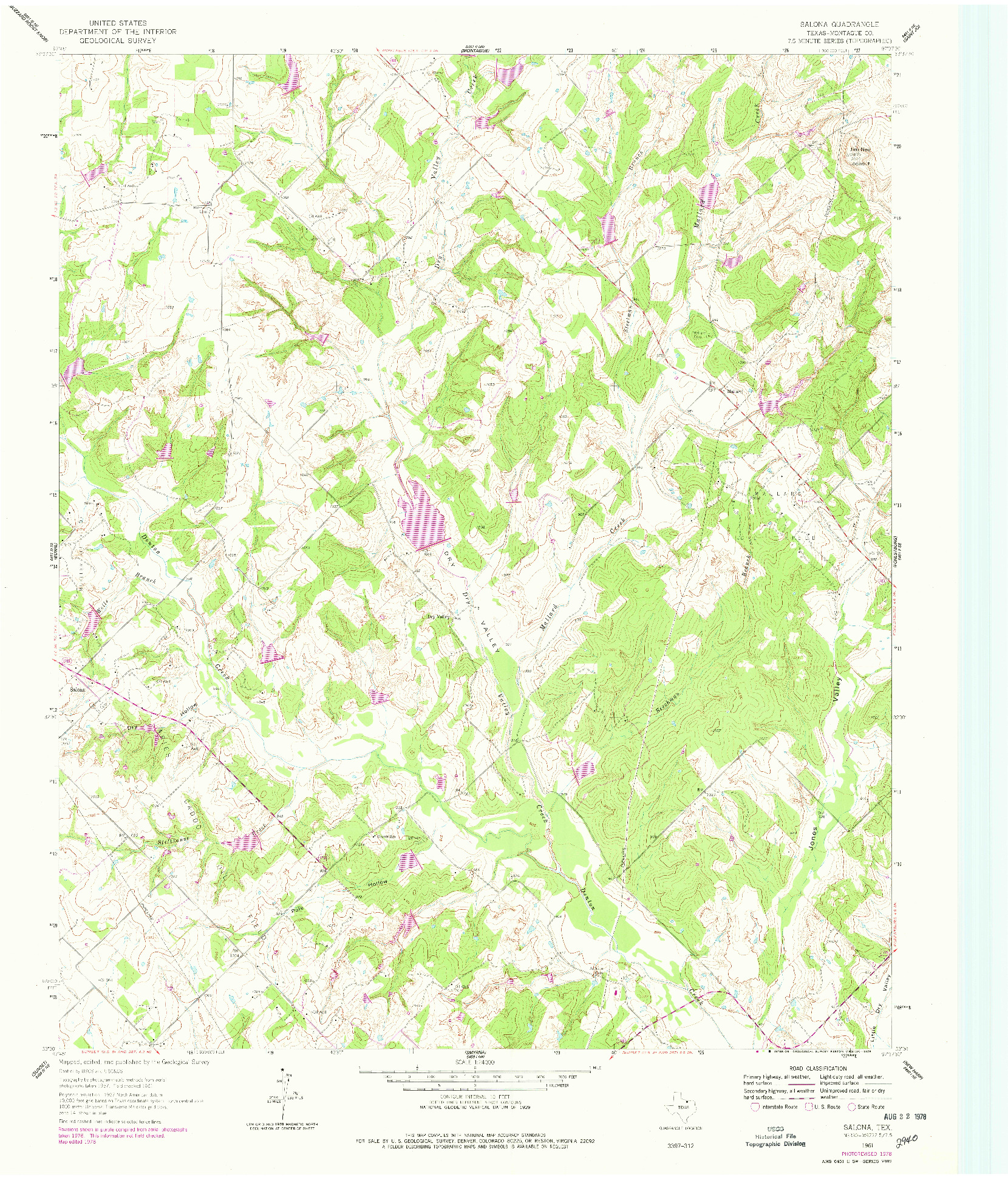 USGS 1:24000-SCALE QUADRANGLE FOR SALONA, TX 1961