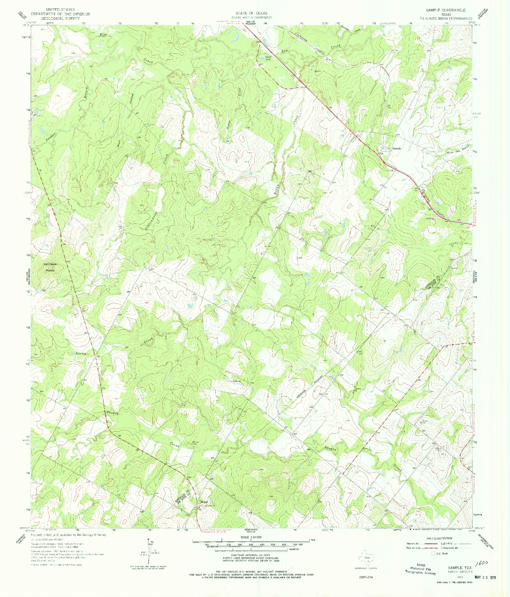 USGS 1:24000-SCALE QUADRANGLE FOR SAMPLE, TX 1961