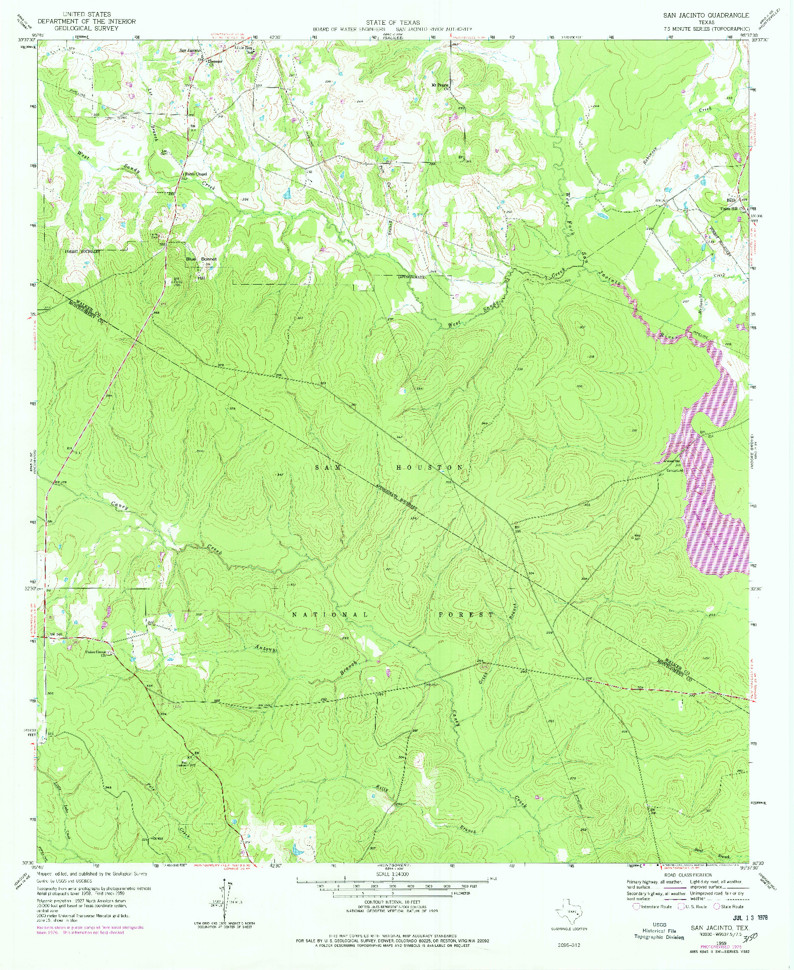 USGS 1:24000-SCALE QUADRANGLE FOR SAN JACINTO, TX 1959