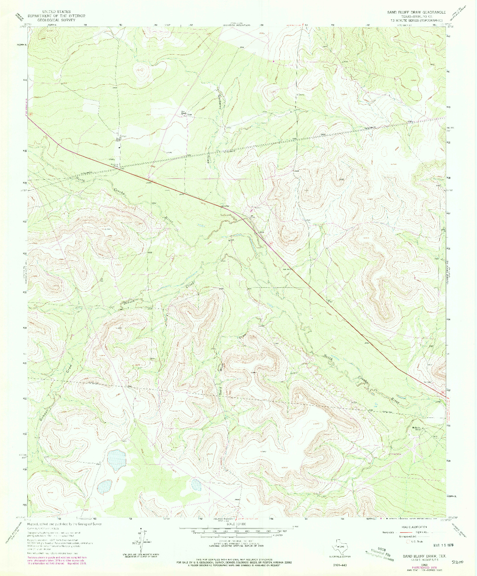 USGS 1:24000-SCALE QUADRANGLE FOR SAND BLUFF DRAW, TX 1963