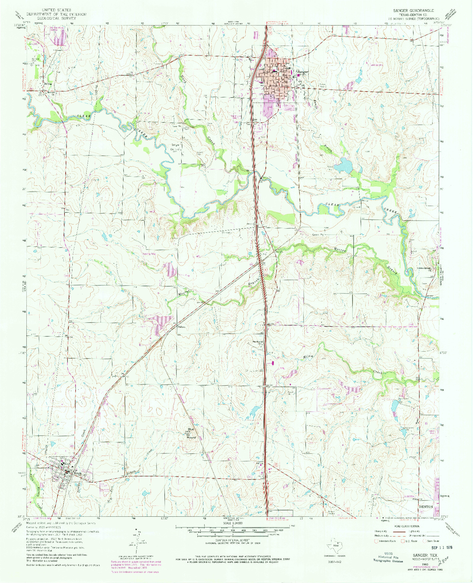 USGS 1:24000-SCALE QUADRANGLE FOR SANGER, TX 1960