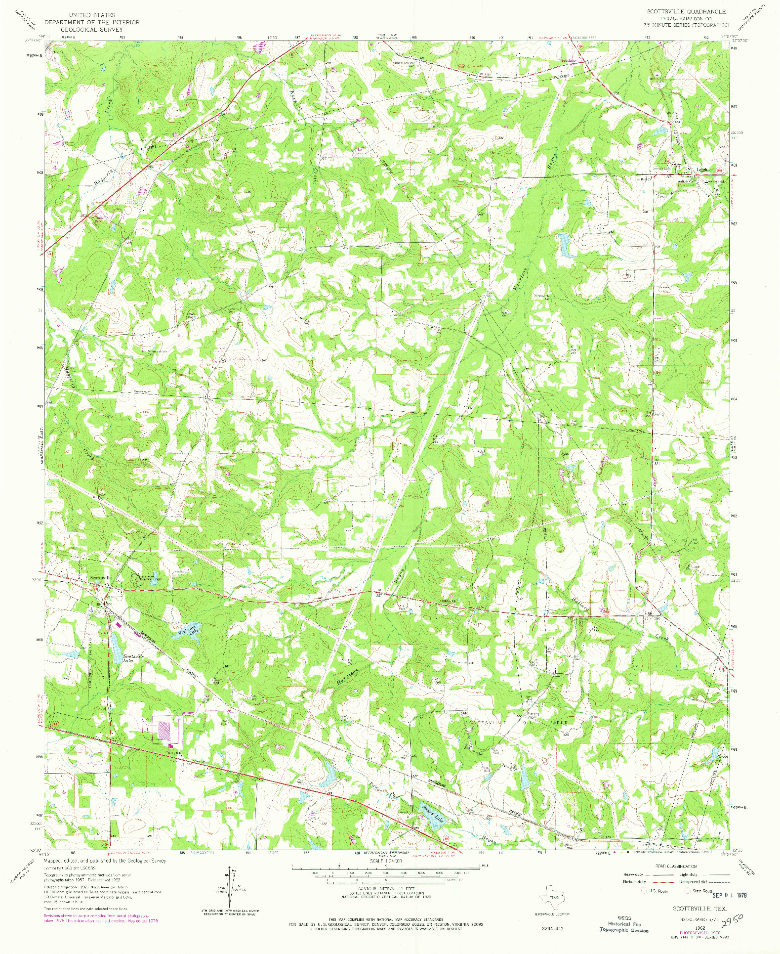 USGS 1:24000-SCALE QUADRANGLE FOR SCOTTSVILLE, TX 1962