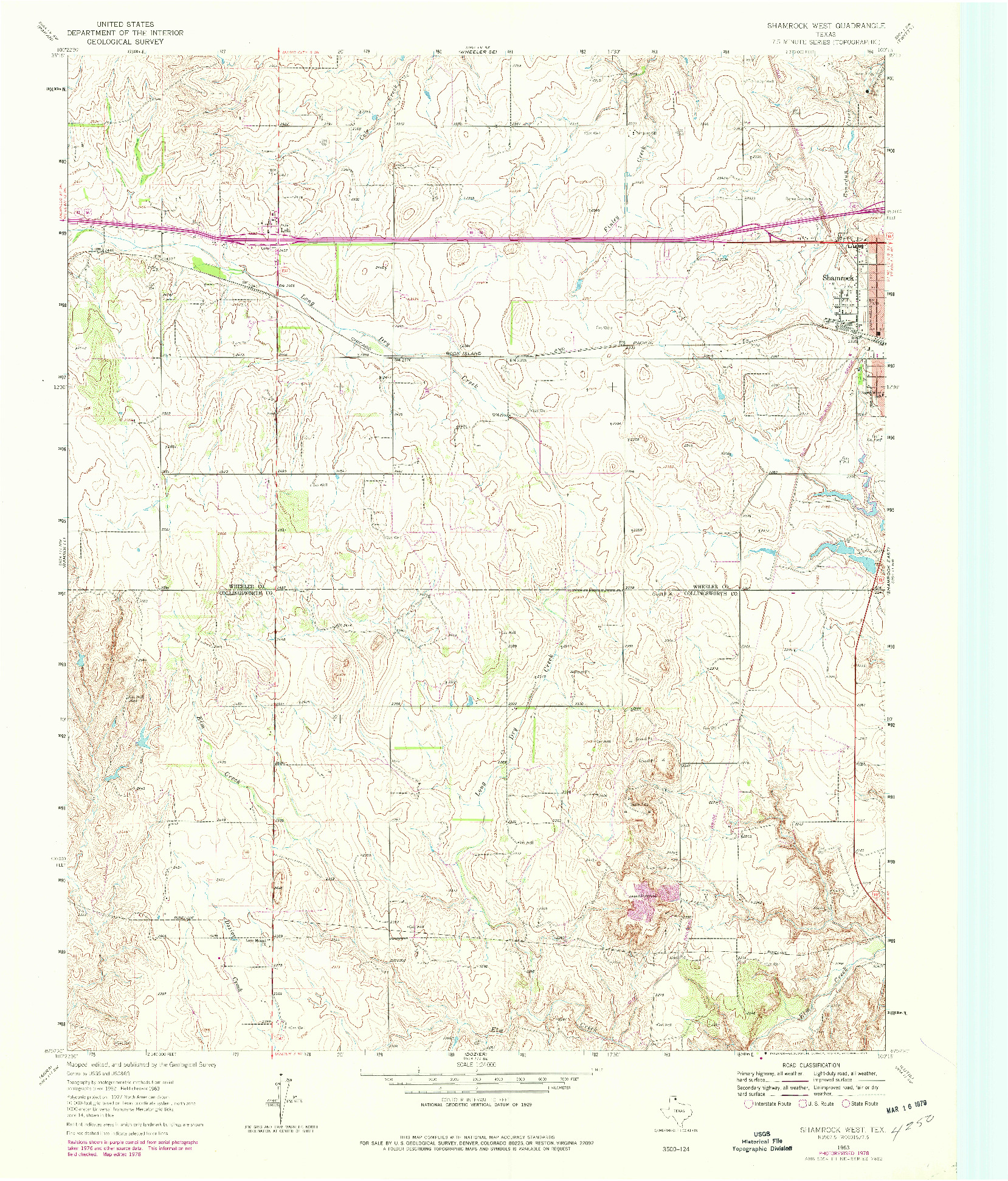 USGS 1:24000-SCALE QUADRANGLE FOR SHAMROCK WEST, TX 1963