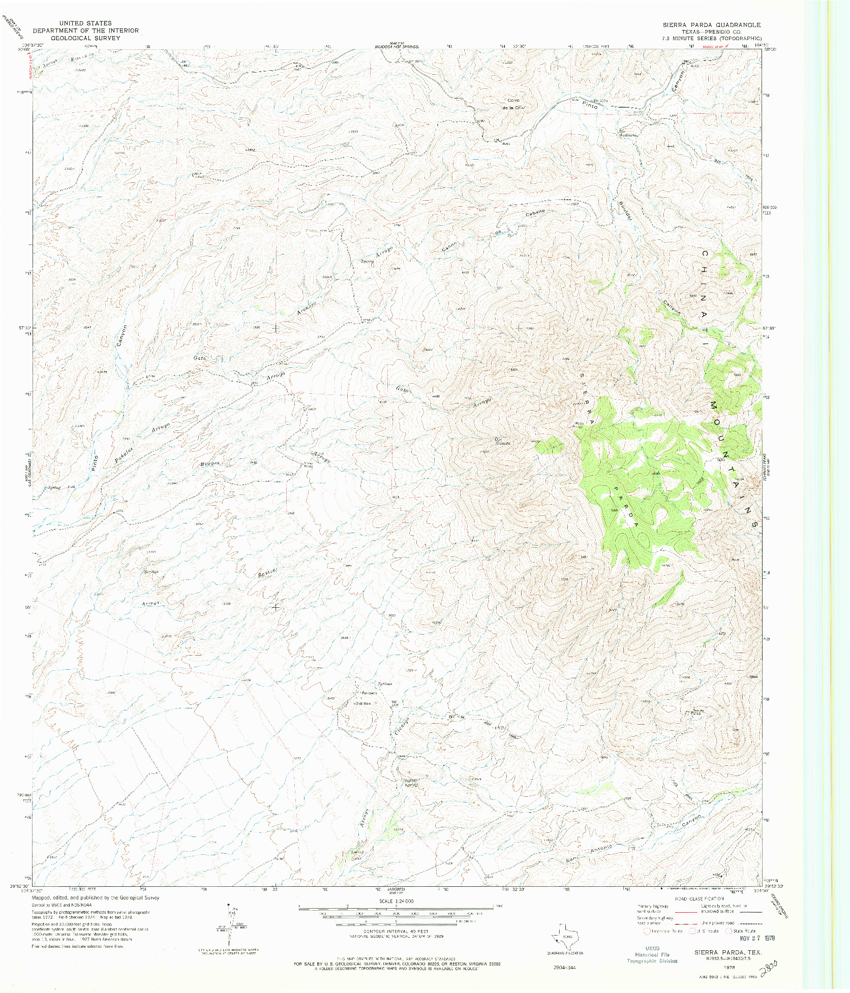 USGS 1:24000-SCALE QUADRANGLE FOR SIERRA PARDA, TX 1978