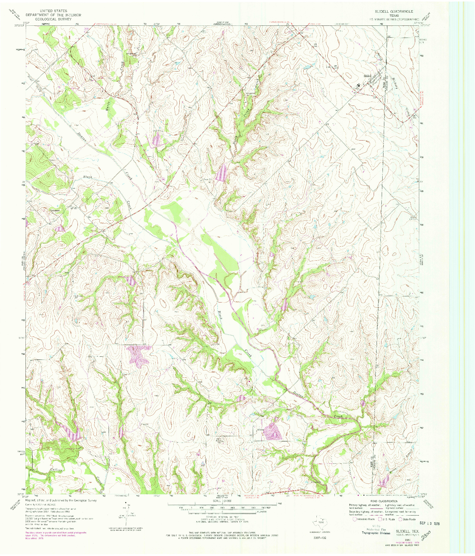 USGS 1:24000-SCALE QUADRANGLE FOR SLIDELL, TX 1961