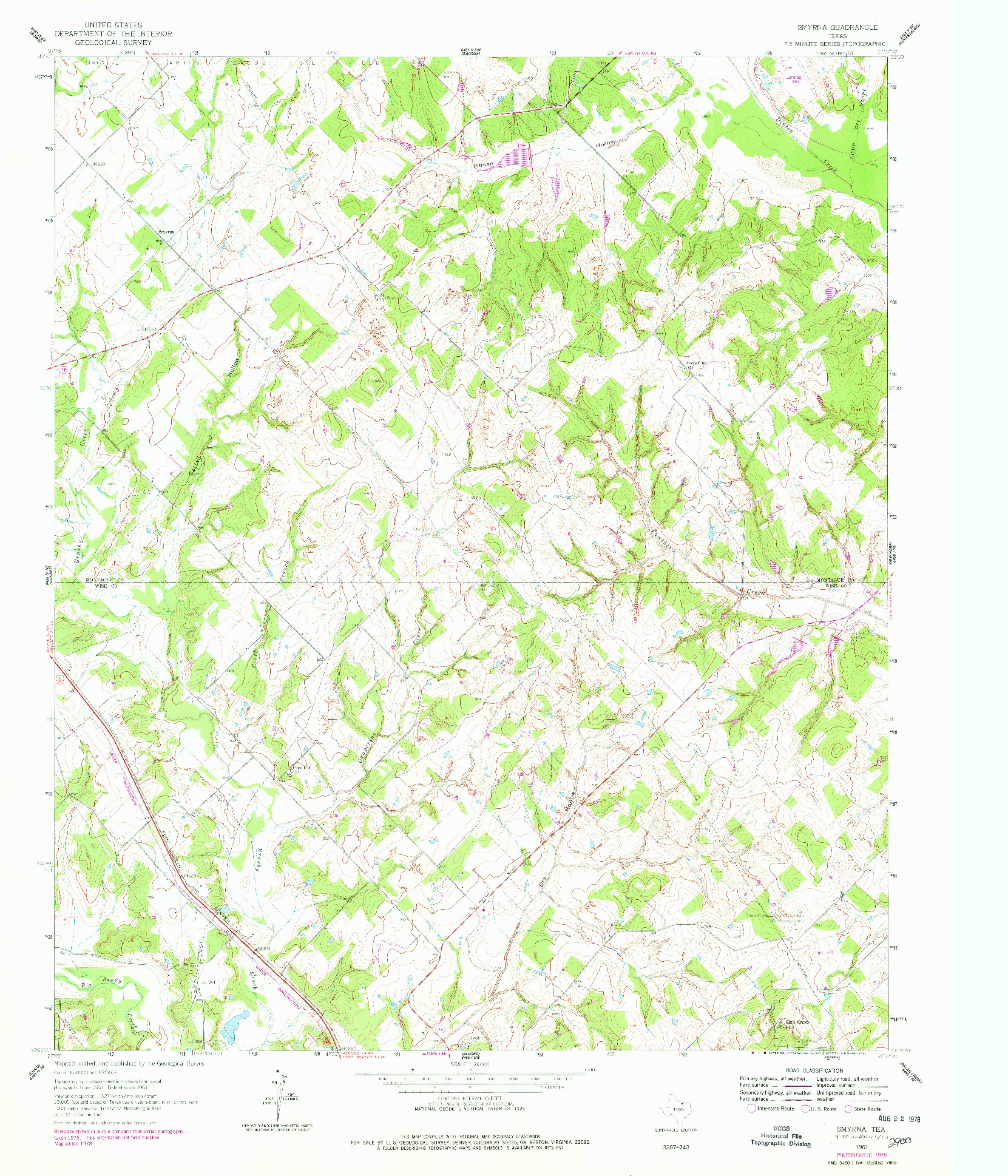 USGS 1:24000-SCALE QUADRANGLE FOR SMYRNA, TX 1961