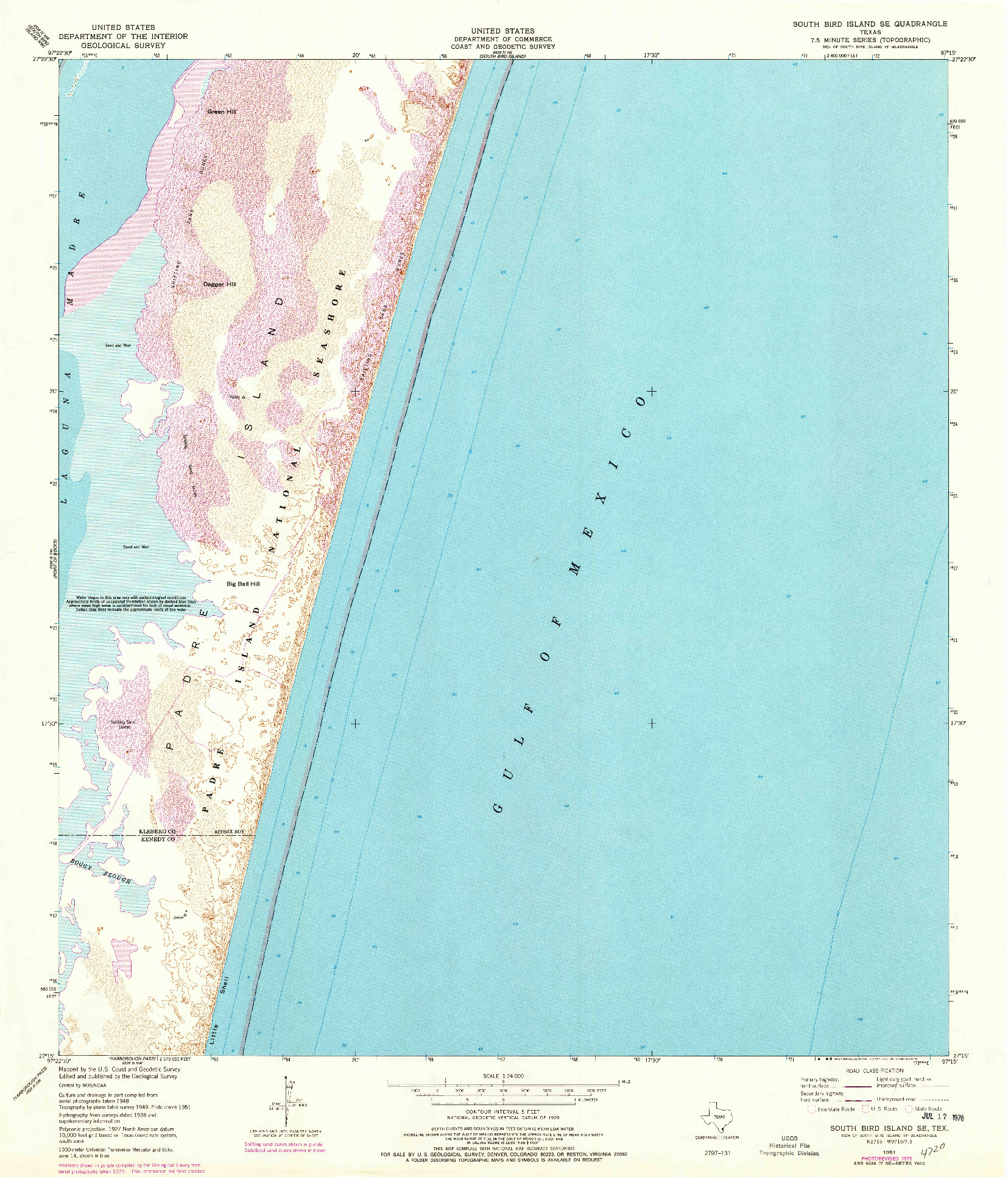 USGS 1:24000-SCALE QUADRANGLE FOR SOUTH BIRD ISLAND SE, TX 1951