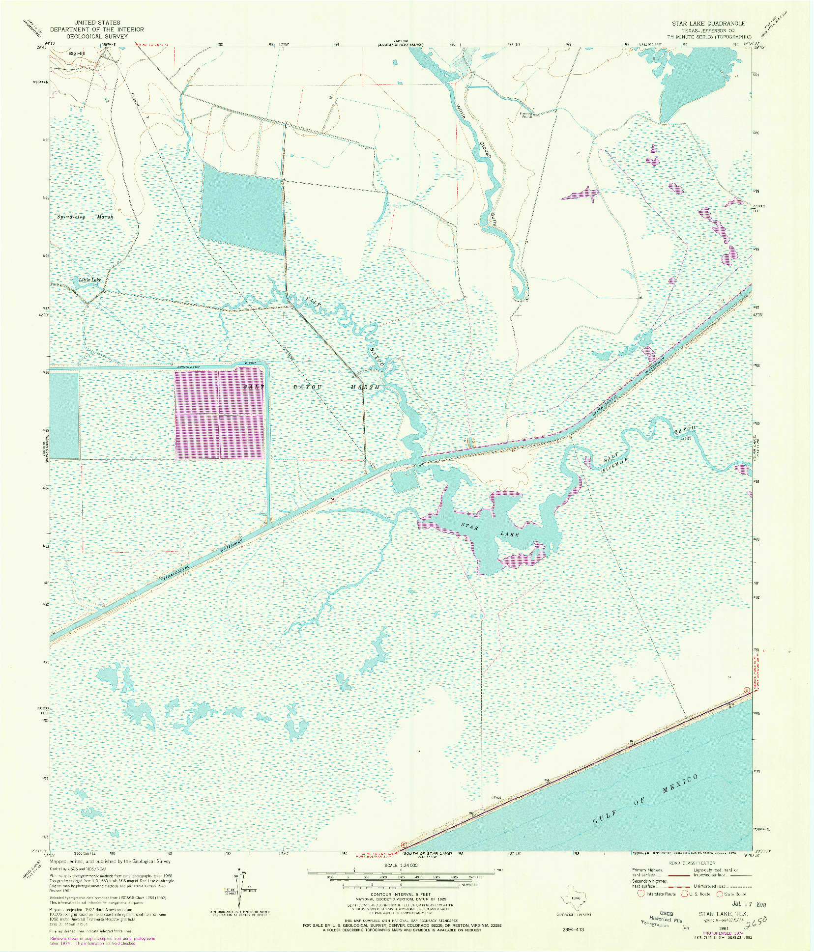 USGS 1:24000-SCALE QUADRANGLE FOR STAR LAKE, TX 1961
