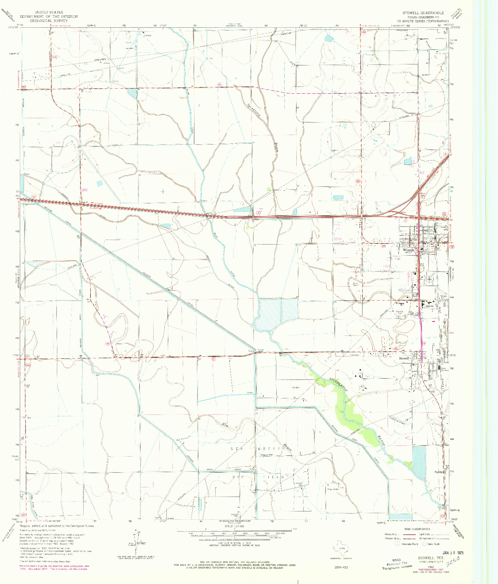 USGS 1:24000-SCALE QUADRANGLE FOR STOWELL, TX 1962