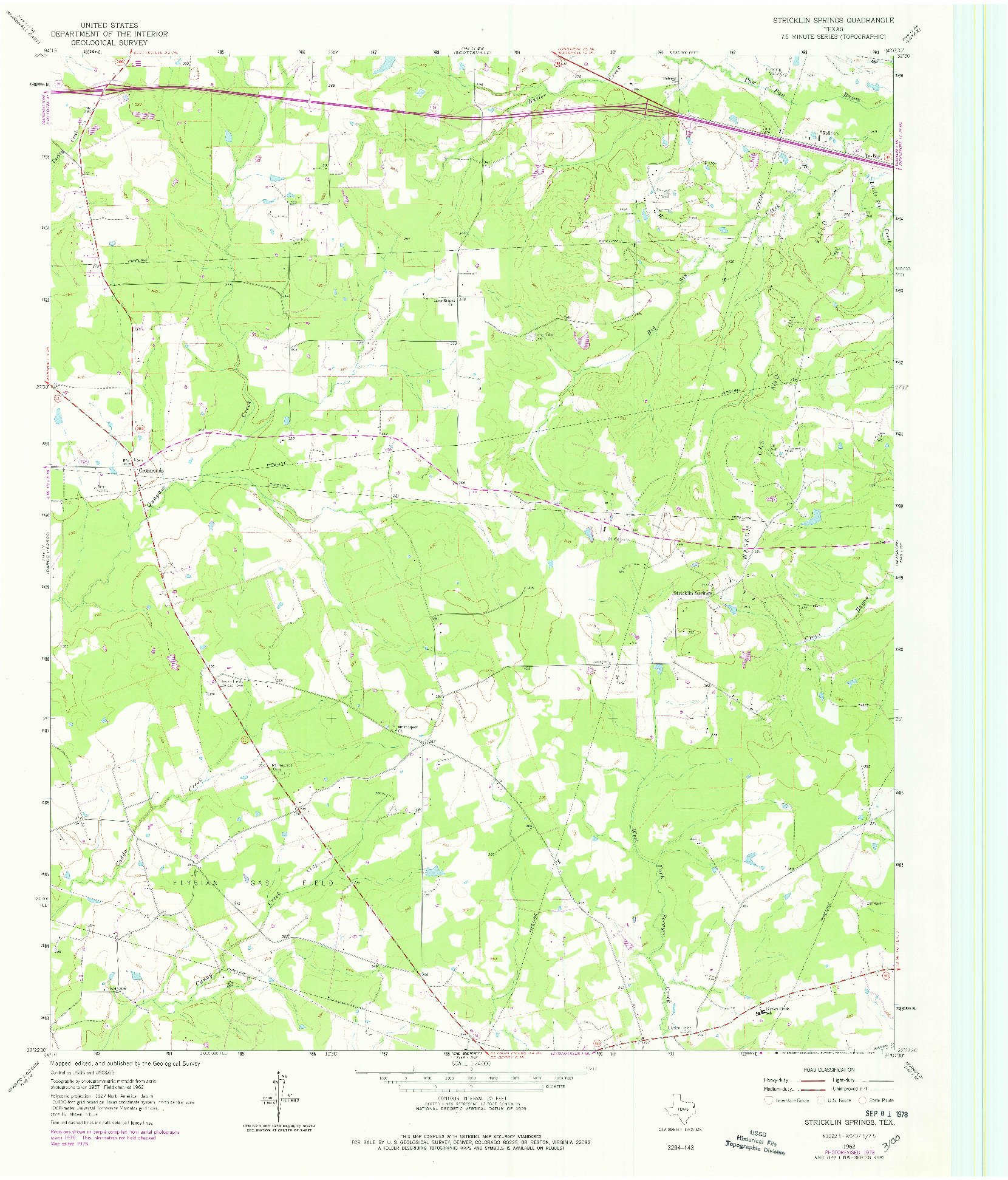 USGS 1:24000-SCALE QUADRANGLE FOR STRICKLIN SPRINGS, TX 1962