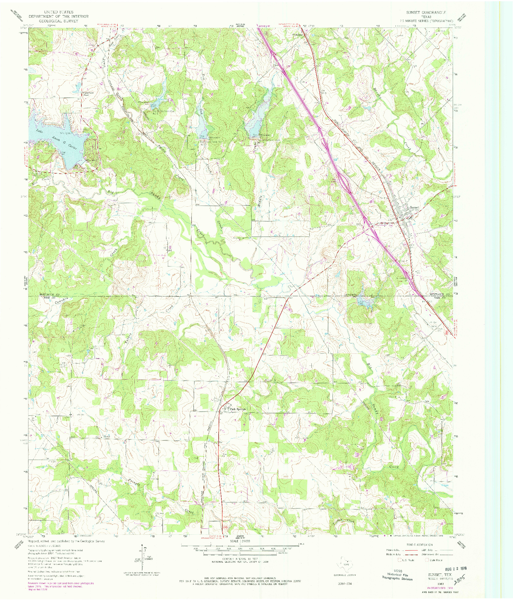 USGS 1:24000-SCALE QUADRANGLE FOR SUNSET, TX 1961