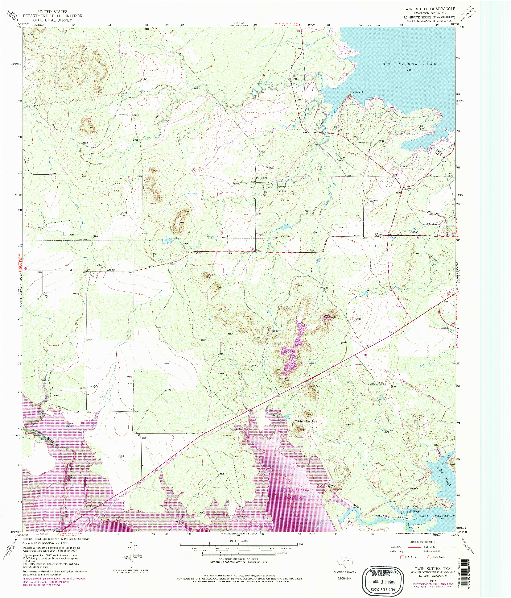 USGS 1:24000-SCALE QUADRANGLE FOR TWIN BUTTES, TX 1957