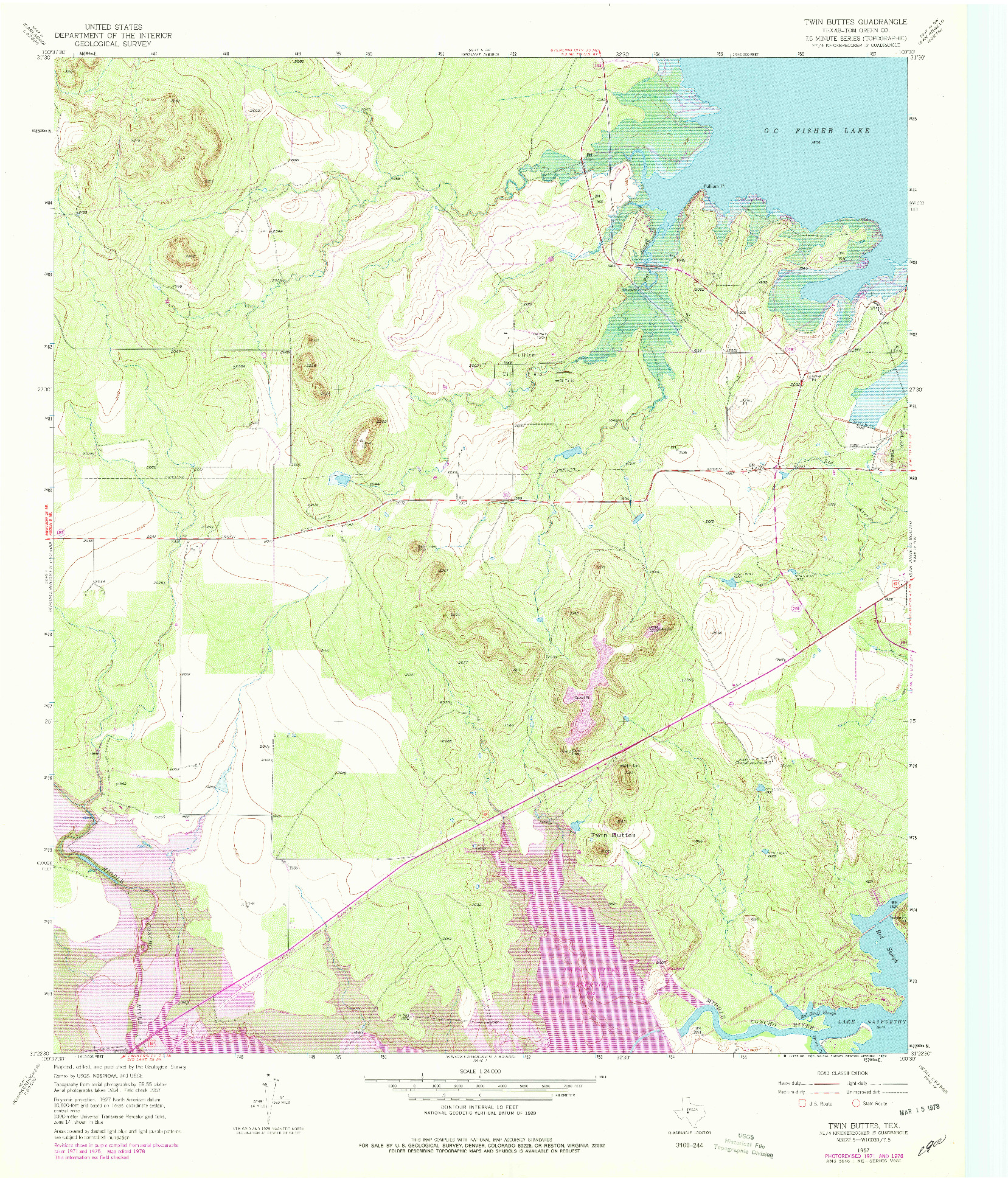 USGS 1:24000-SCALE QUADRANGLE FOR TWIN BUTTES, TX 1957