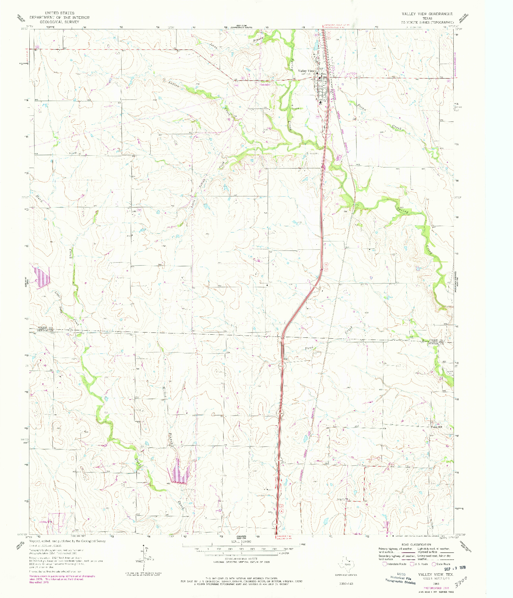 USGS 1:24000-SCALE QUADRANGLE FOR VALLEY VIEW, TX 1961
