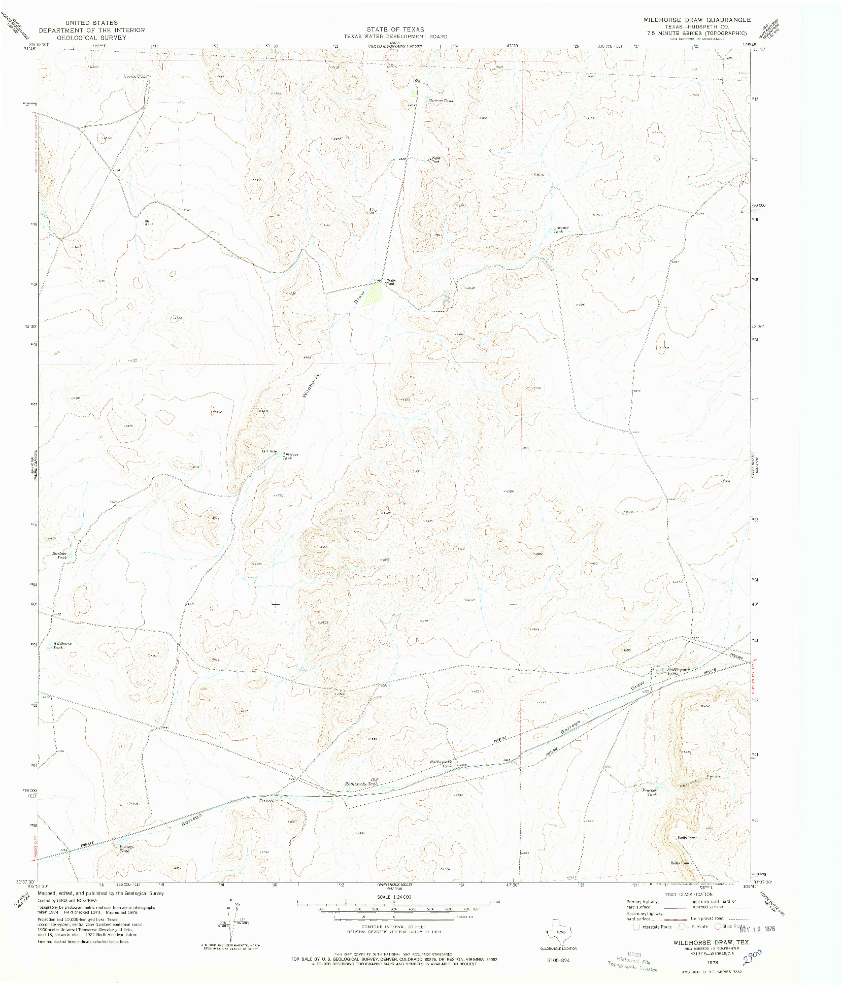 USGS 1:24000-SCALE QUADRANGLE FOR WILDHORSE DRAW, TX 1978