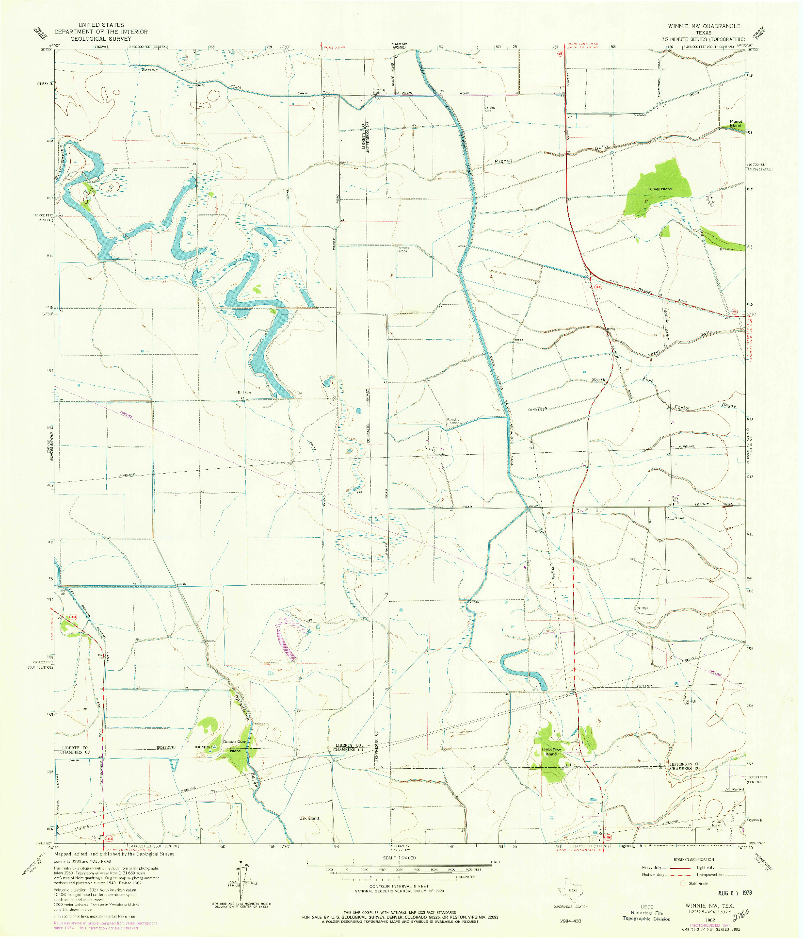 USGS 1:24000-SCALE QUADRANGLE FOR WINNIE NW, TX 1962